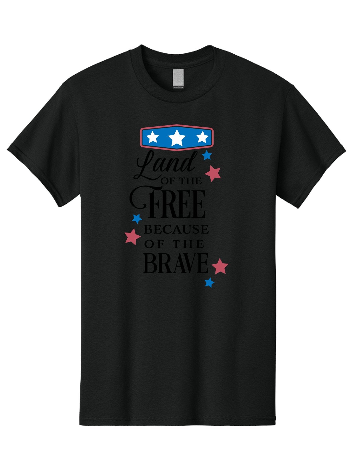 Land-Of-Free-Because-Of-Brave Men'S Graphic Tee, 100% Cotton, Comfortable Casual Summer Wear, Machine Washable, Patriotic Quote, Inspirational Phrase, Red White And Blue Theme, Freedom And Bravery, Stars And Stripes, Usa Pride, Aac924 7