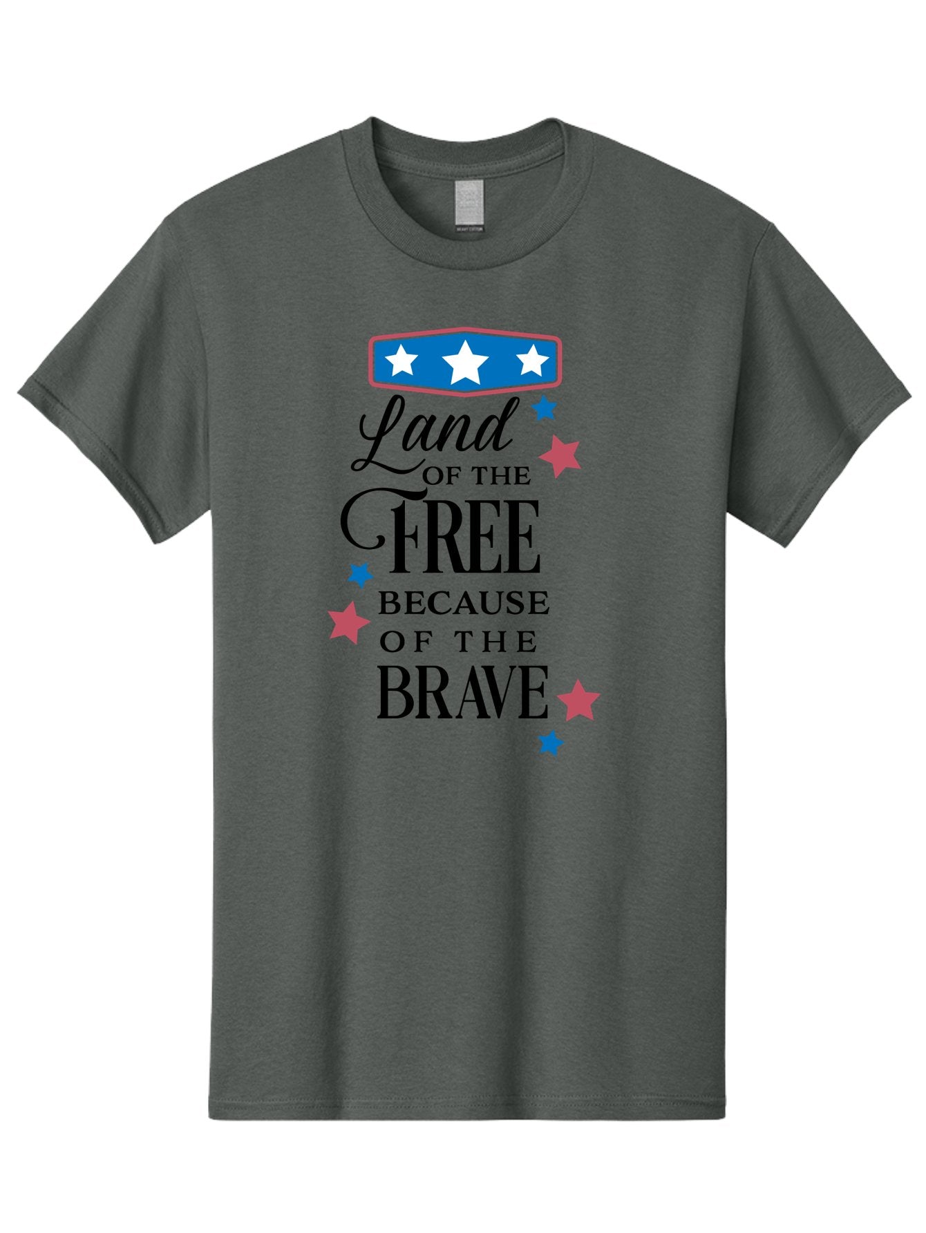 Land-Of-Free-Because-Of-Brave Men'S Graphic Tee, 100% Cotton, Comfortable Casual Summer Wear, Machine Washable, Patriotic Quote, Inspirational Phrase, Red White And Blue Theme, Freedom And Bravery, Stars And Stripes, Usa Pride, Aac924 10