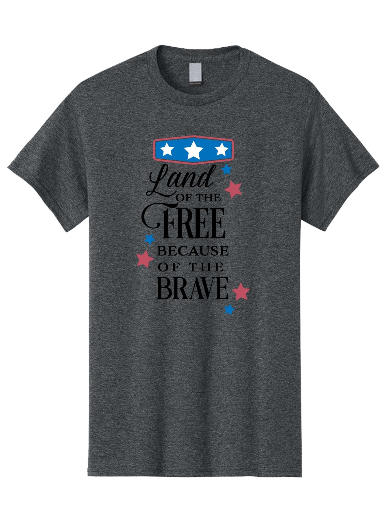 Land-Of-Free-Because-Of-Brave Men'S Graphic Tee, 100% Cotton, Comfortable Casual Summer Wear, Machine Washable, Patriotic Quote, Inspirational Phrase, Red White And Blue Theme, Freedom And Bravery, Stars And Stripes, Usa Pride, Aac924 12