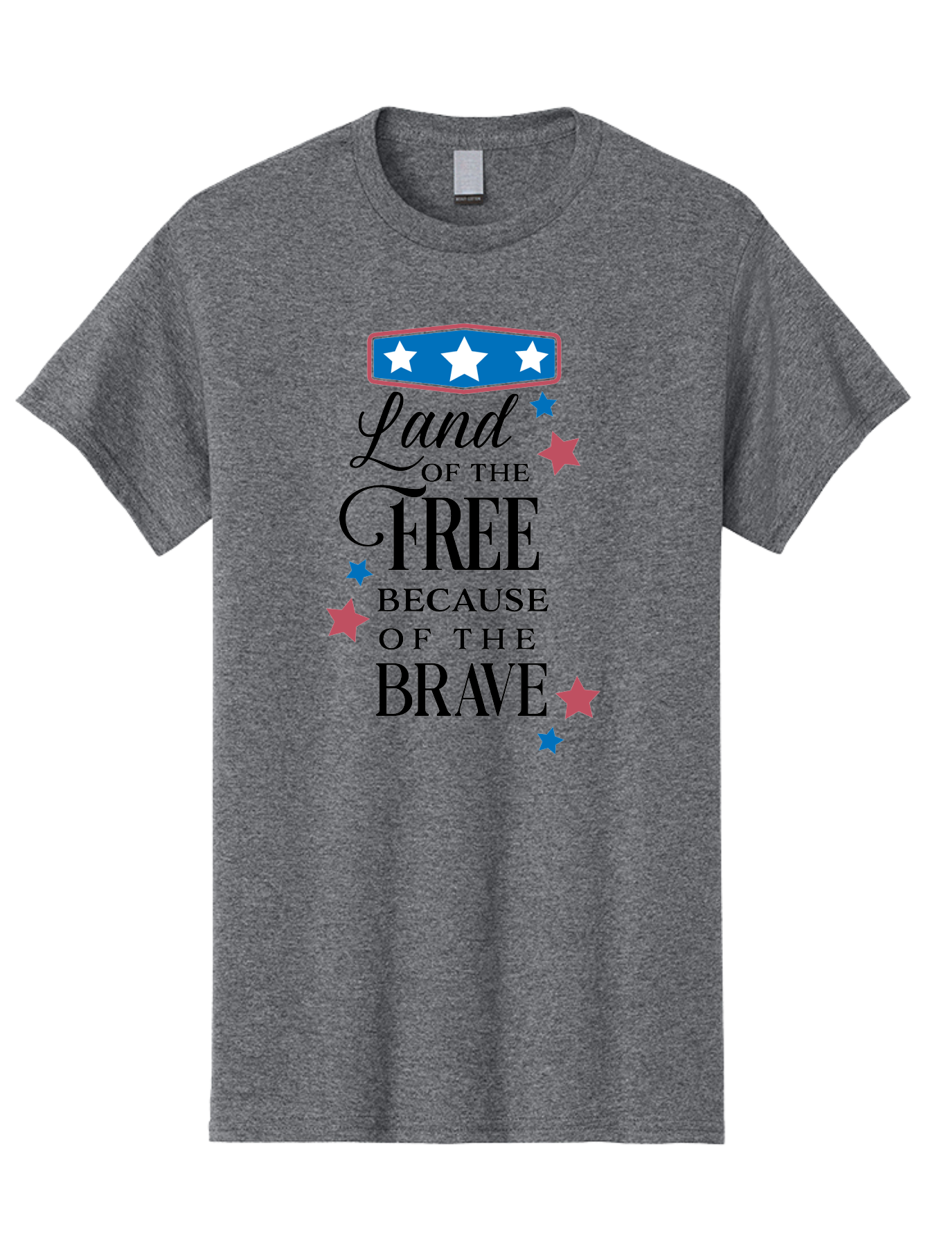 Land-Of-Free-Because-Of-Brave Men'S Graphic Tee, 100% Cotton, Comfortable Casual Summer Wear, Machine Washable, Patriotic Quote, Inspirational Phrase, Red White And Blue Theme, Freedom And Bravery, Stars And Stripes, Usa Pride, Aac924 19