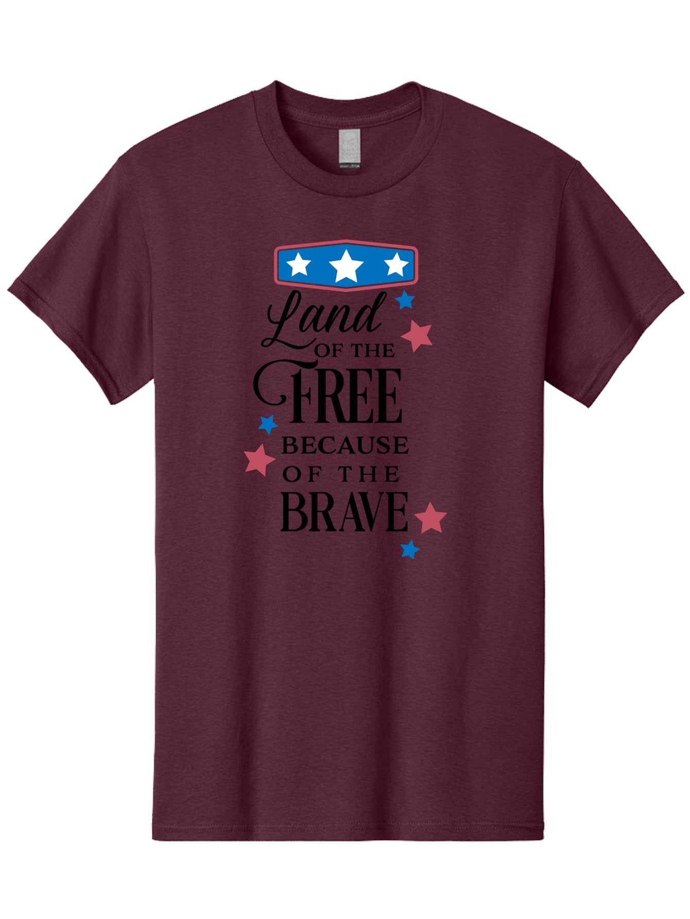 Land-Of-Free-Because-Of-Brave Men'S Graphic Tee, 100% Cotton, Comfortable Casual Summer Wear, Machine Washable, Patriotic Quote, Inspirational Phrase, Red White And Blue Theme, Freedom And Bravery, Stars And Stripes, Usa Pride, Aac924 15