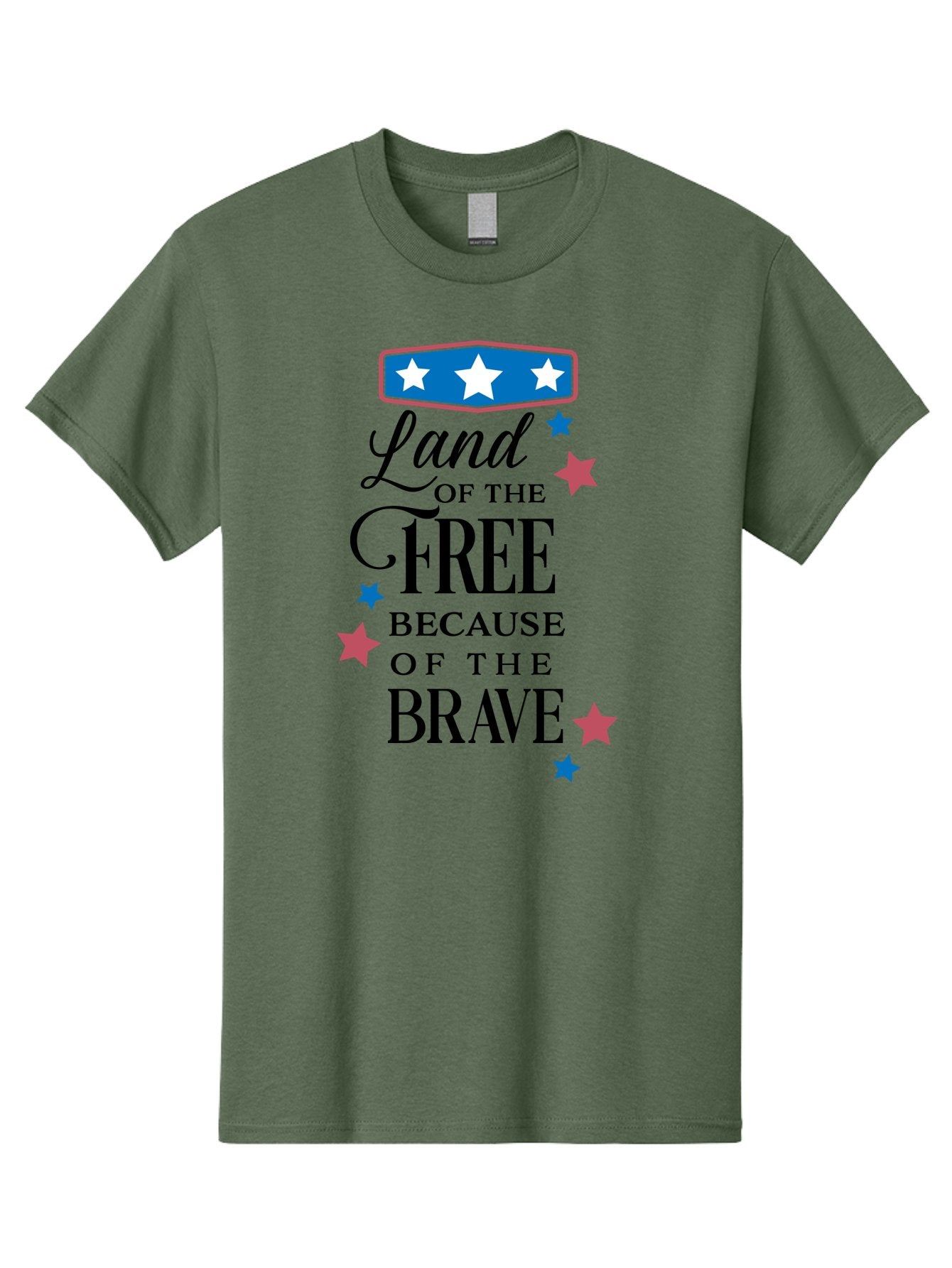 Land-Of-Free-Because-Of-Brave Men'S Graphic Tee, 100% Cotton, Comfortable Casual Summer Wear, Machine Washable, Patriotic Quote, Inspirational Phrase, Red White And Blue Theme, Freedom And Bravery, Stars And Stripes, Usa Pride, Aac924 4