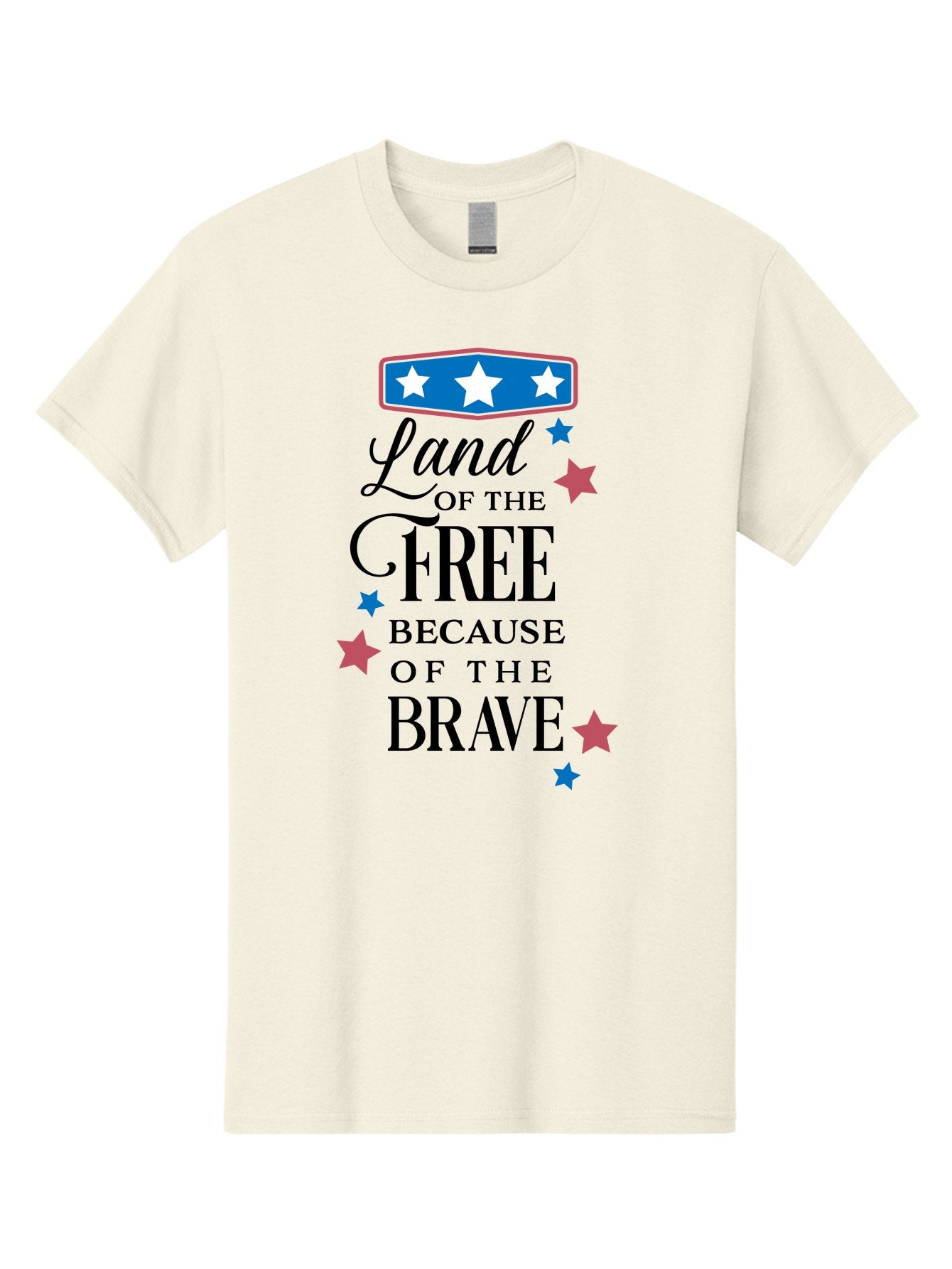 Land-Of-Free-Because-Of-Brave Men'S Graphic Tee, 100% Cotton, Comfortable Casual Summer Wear, Machine Washable, Patriotic Quote, Inspirational Phrase, Red White And Blue Theme, Freedom And Bravery, Stars And Stripes, Usa Pride, Aac924 11