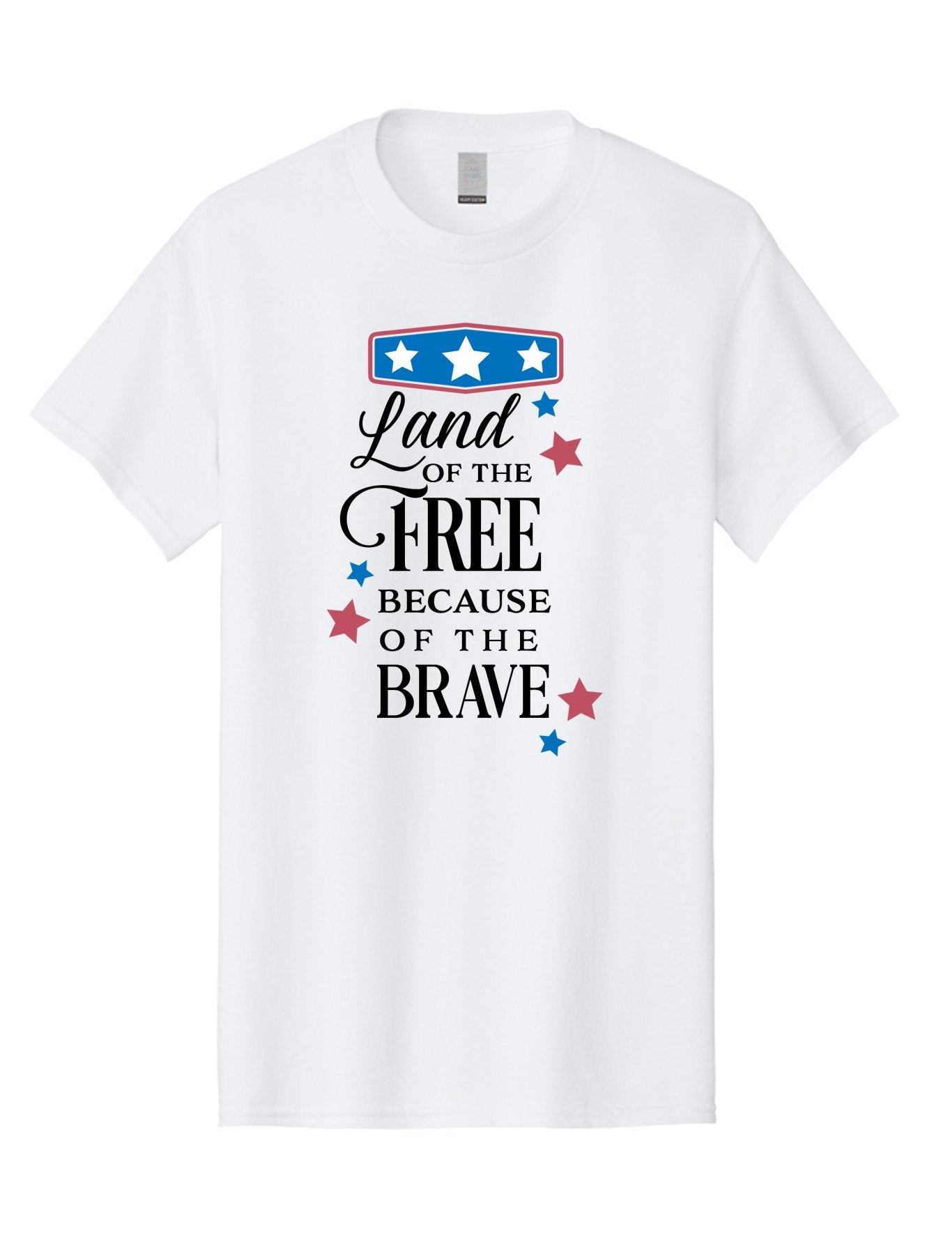Land-Of-Free-Because-Of-Brave Men'S Graphic Tee, 100% Cotton, Comfortable Casual Summer Wear, Machine Washable, Patriotic Quote, Inspirational Phrase, Red White And Blue Theme, Freedom And Bravery, Stars And Stripes, Usa Pride, Aac924 14