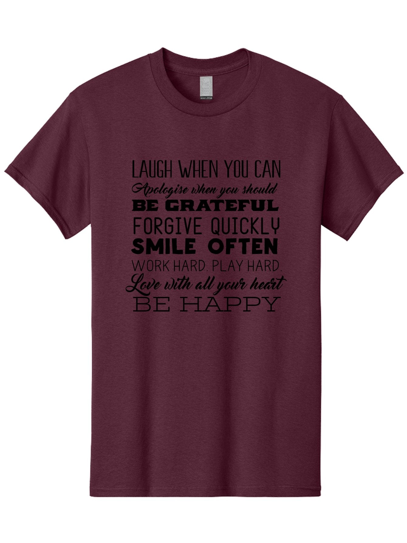 Laugh-When-You-Can Men'S Graphic Tee, 100% Cotton, Comfortable Casual Summer Wear, Machine Washable, Inspirational Quotes, Motivational Messages, Positive Affirmations, Happiness, Gratitude, Forgiveness, Smiling, Hard Work, Love Aac926 15