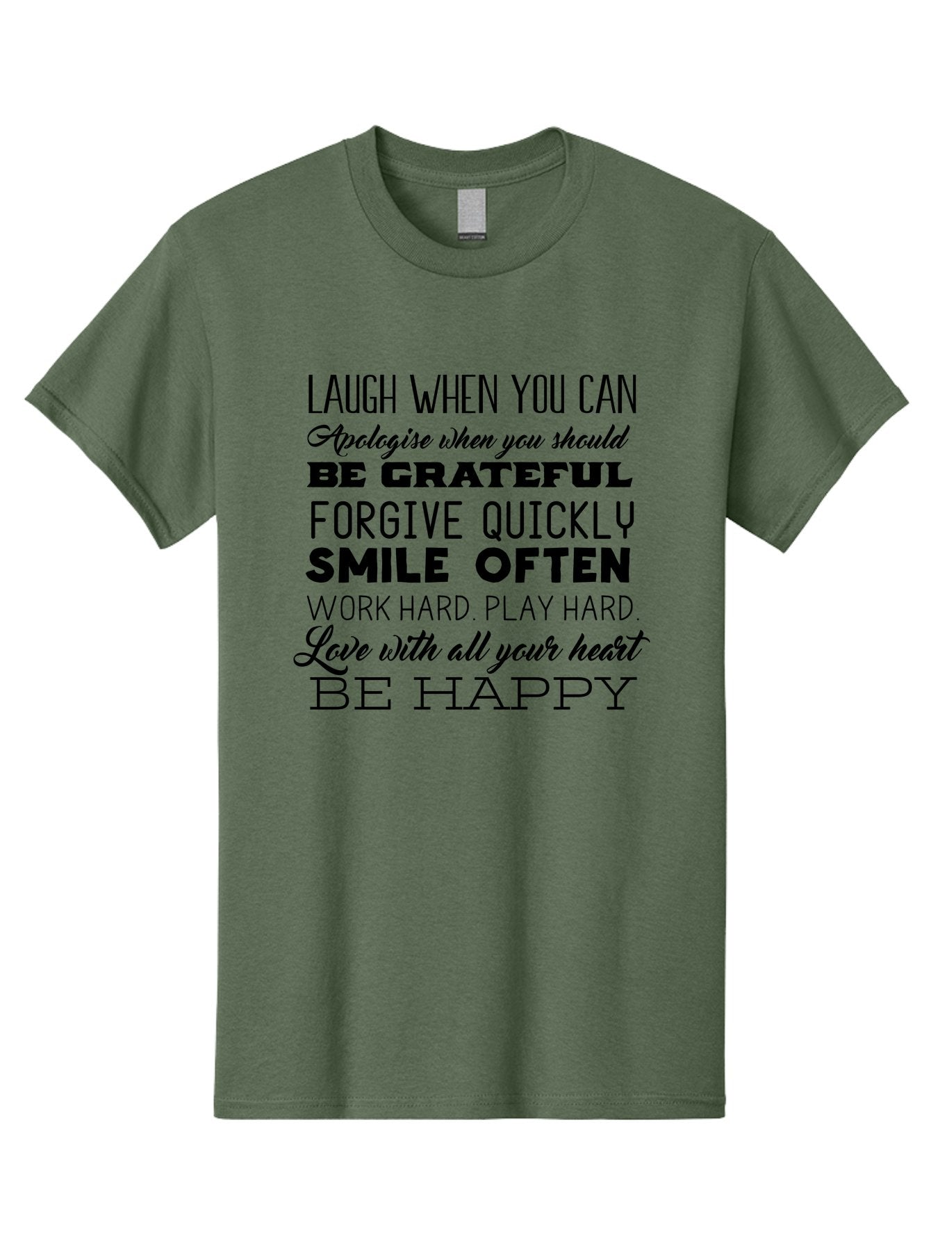 Laugh-When-You-Can Men'S Graphic Tee, 100% Cotton, Comfortable Casual Summer Wear, Machine Washable, Inspirational Quotes, Motivational Messages, Positive Affirmations, Happiness, Gratitude, Forgiveness, Smiling, Hard Work, Love Aac926