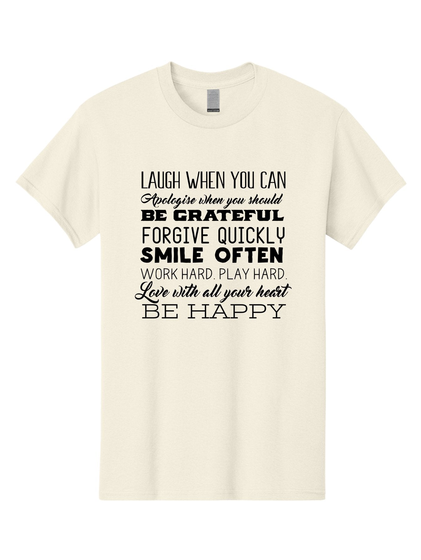 Laugh-When-You-Can Men'S Graphic Tee, 100% Cotton, Comfortable Casual Summer Wear, Machine Washable, Inspirational Quotes, Motivational Messages, Positive Affirmations, Happiness, Gratitude, Forgiveness, Smiling, Hard Work, Love Aac926