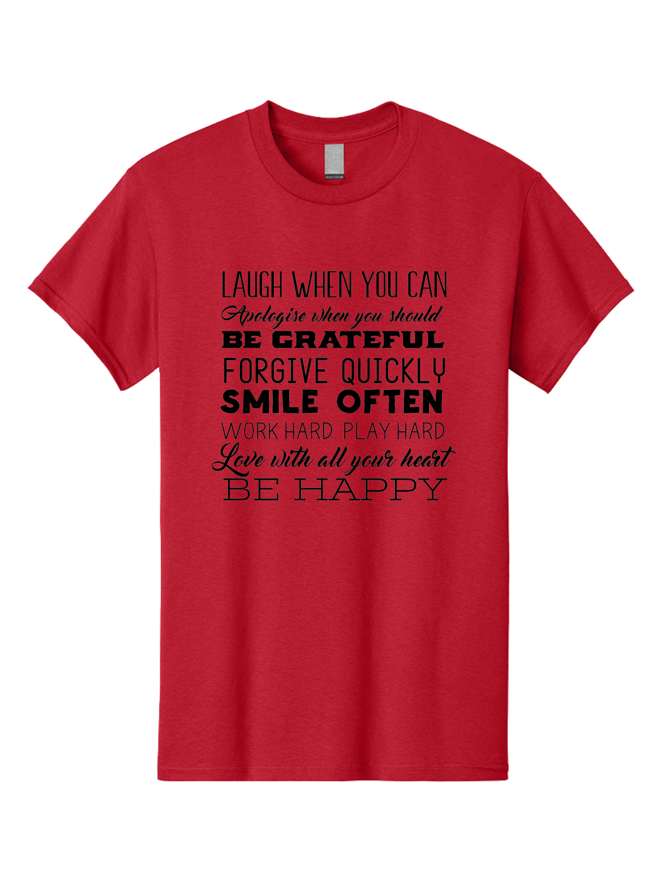 Laugh-When-You-Can Men'S Graphic Tee, 100% Cotton, Comfortable Casual Summer Wear, Machine Washable, Inspirational Quotes, Motivational Messages, Positive Affirmations, Happiness, Gratitude, Forgiveness, Smiling, Hard Work, Love Aac926 11