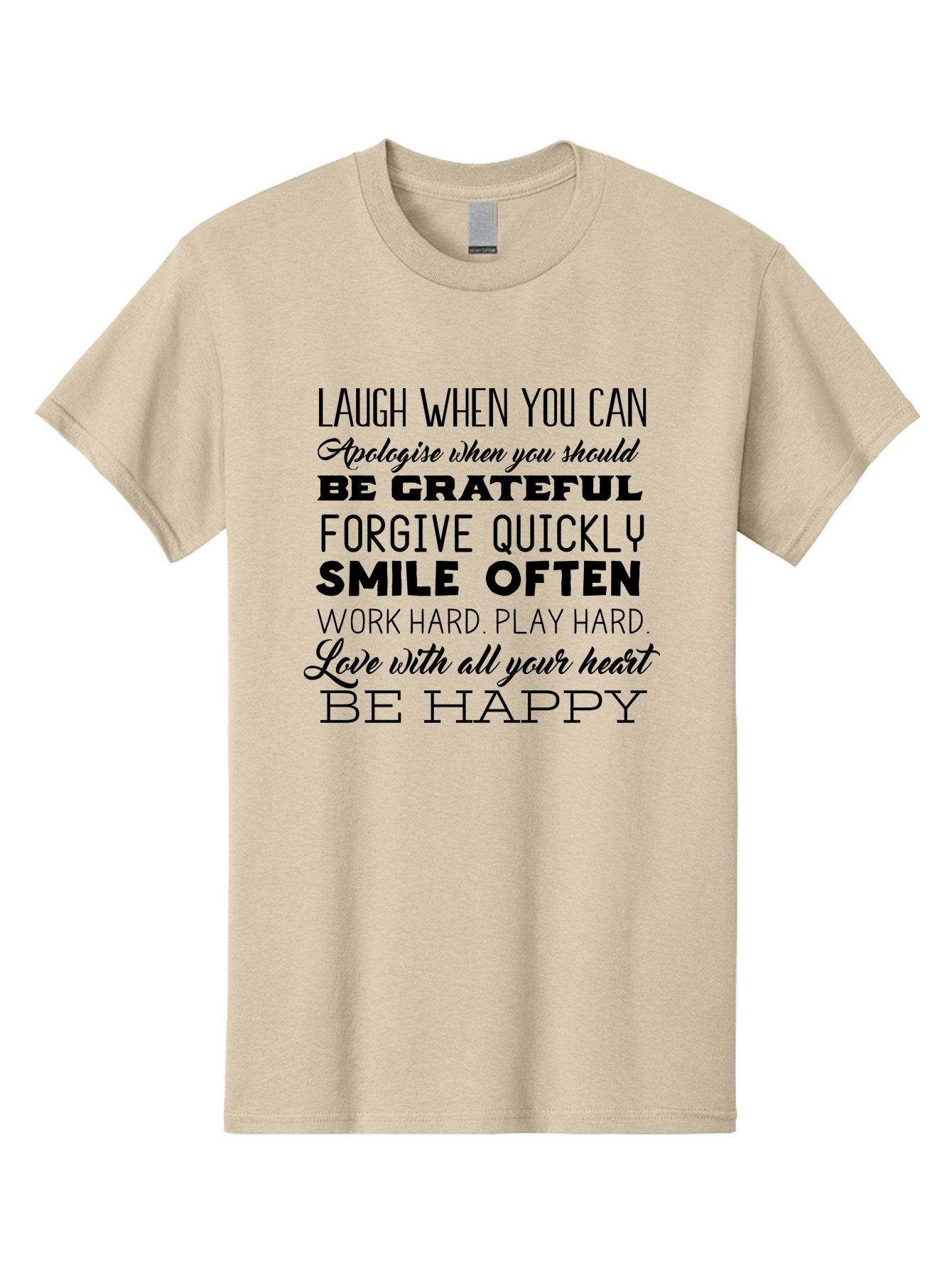 Laugh-When-You-Can Men'S Graphic Tee, 100% Cotton, Comfortable Casual Summer Wear, Machine Washable, Inspirational Quotes, Motivational Messages, Positive Affirmations, Happiness, Gratitude, Forgiveness, Smiling, Hard Work, Love Aac926 6