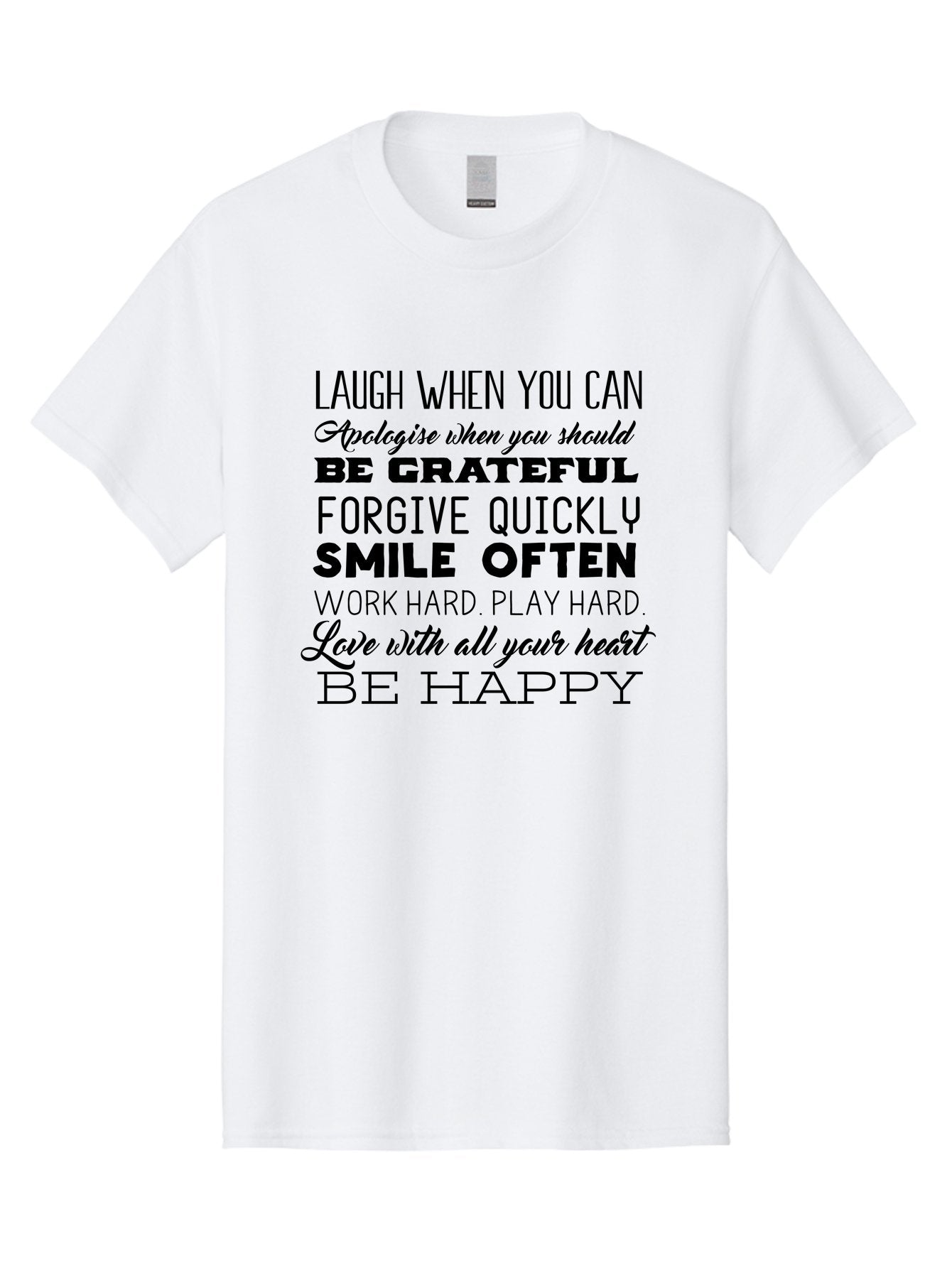 Laugh-When-You-Can Men'S Graphic Tee, 100% Cotton, Comfortable Casual Summer Wear, Machine Washable, Inspirational Quotes, Motivational Messages, Positive Affirmations, Happiness, Gratitude, Forgiveness, Smiling, Hard Work, Love Aac926 4