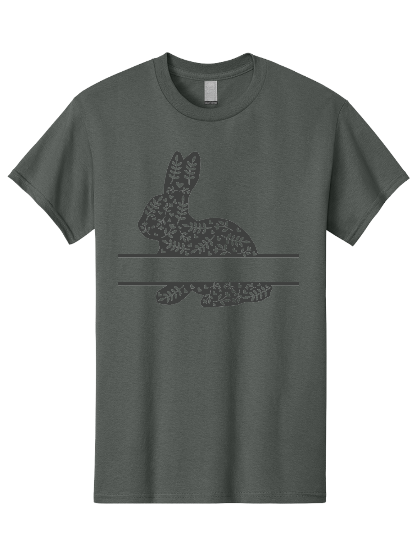 Leafy-Bunny Men'S Graphic Tee, 100% Cotton, Comfortable Casual Summer Wear, Machine Washable, Rabbit Silhouette, Fern Patterns, Leafy Design, Nature-Inspired Art, Botanical Illustration, Whimsical Graphics, Easter Theme Aac929 5