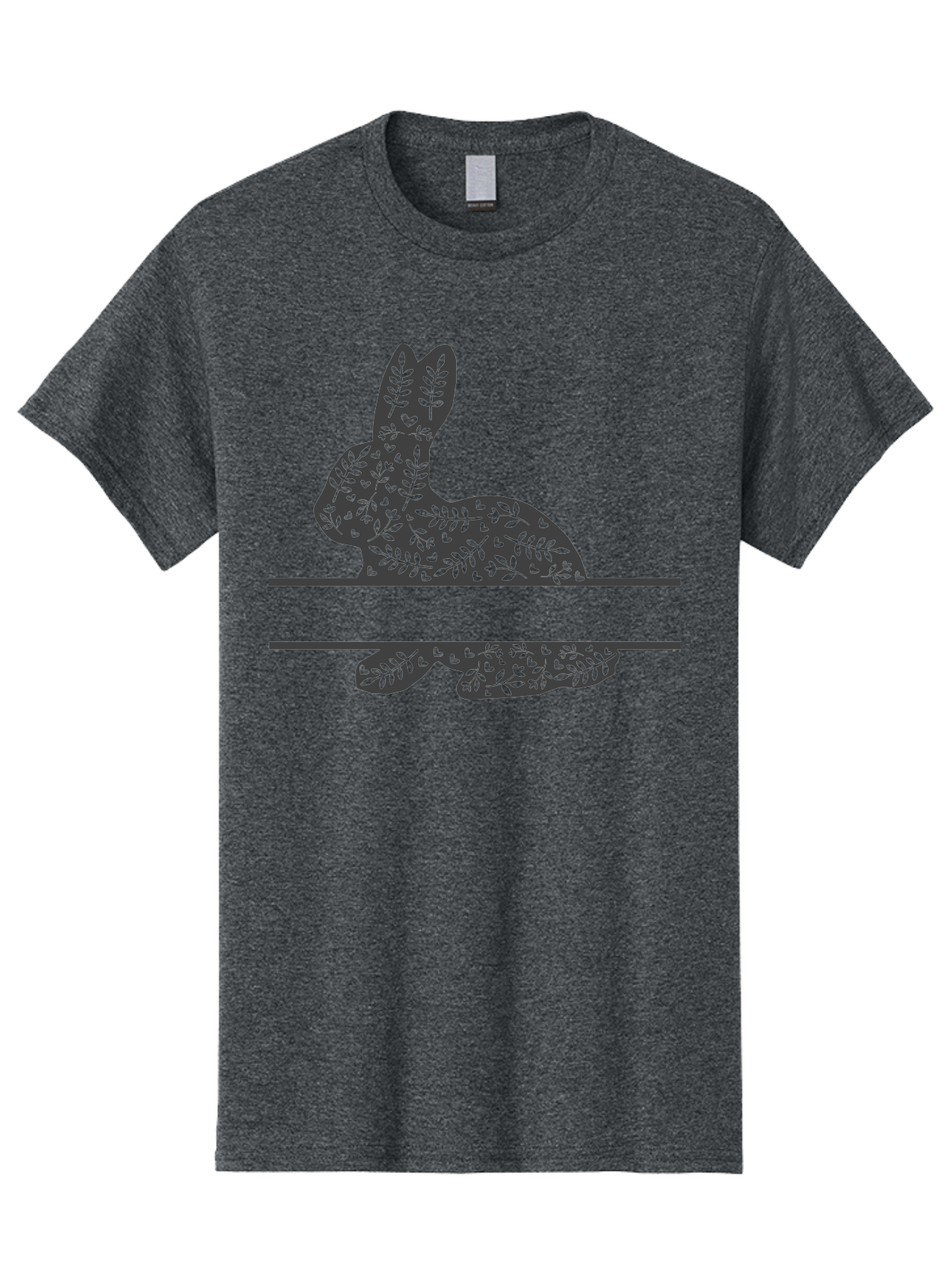 Leafy-Bunny Men'S Graphic Tee, 100% Cotton, Comfortable Casual Summer Wear, Machine Washable, Rabbit Silhouette, Fern Patterns, Leafy Design, Nature-Inspired Art, Botanical Illustration, Whimsical Graphics, Easter Theme Aac929 3