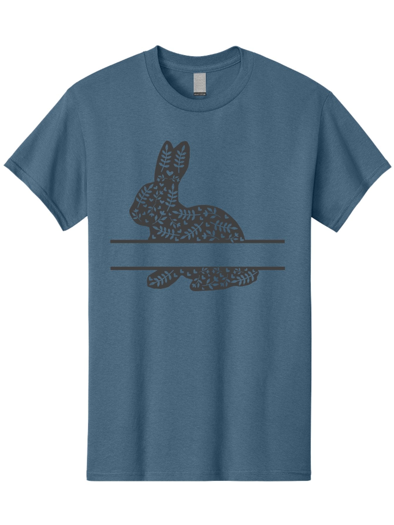 Leafy-Bunny Men'S Graphic Tee, 100% Cotton, Comfortable Casual Summer Wear, Machine Washable, Rabbit Silhouette, Fern Patterns, Leafy Design, Nature-Inspired Art, Botanical Illustration, Whimsical Graphics, Easter Theme Aac929