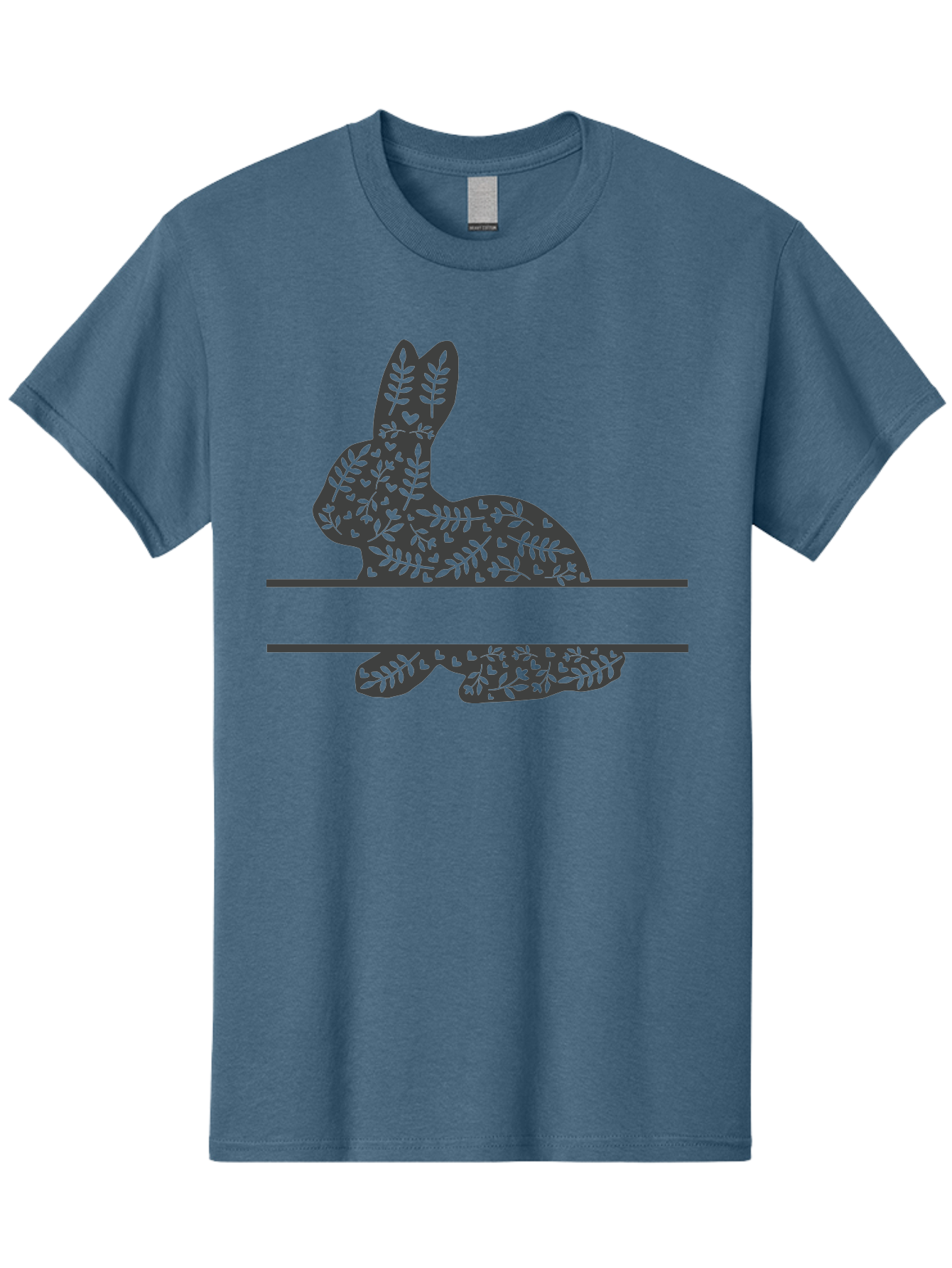 Leafy-Bunny Men'S Graphic Tee, 100% Cotton, Comfortable Casual Summer Wear, Machine Washable, Rabbit Silhouette, Fern Patterns, Leafy Design, Nature-Inspired Art, Botanical Illustration, Whimsical Graphics, Easter Theme Aac929 21