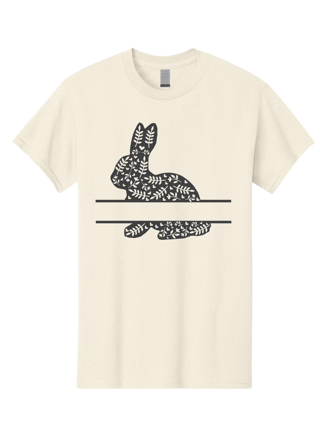Leafy-Bunny Men'S Graphic Tee, 100% Cotton, Comfortable Casual Summer Wear, Machine Washable, Rabbit Silhouette, Fern Patterns, Leafy Design, Nature-Inspired Art, Botanical Illustration, Whimsical Graphics, Easter Theme Aac929 27