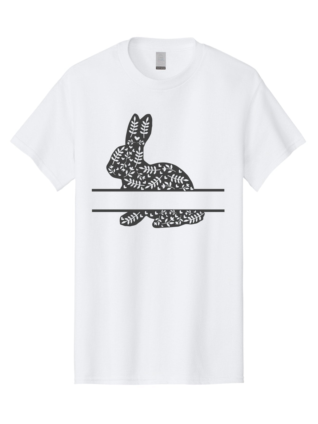 Leafy-Bunny Men'S Graphic Tee, 100% Cotton, Comfortable Casual Summer Wear, Machine Washable, Rabbit Silhouette, Fern Patterns, Leafy Design, Nature-Inspired Art, Botanical Illustration, Whimsical Graphics, Easter Theme Aac929 5