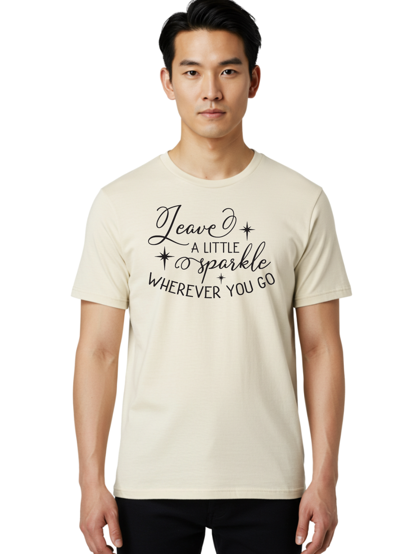 Leave-Little-Sparkle Men'S Graphic Tee, 100% Cotton, Comfortable Casual Summer Wear, Machine Washable, Inspirational Quote, Motivational Message, Sparkle, Positivity, Encouragement, Leave A Mark, Kindness, Motivational Words, Aac930 12