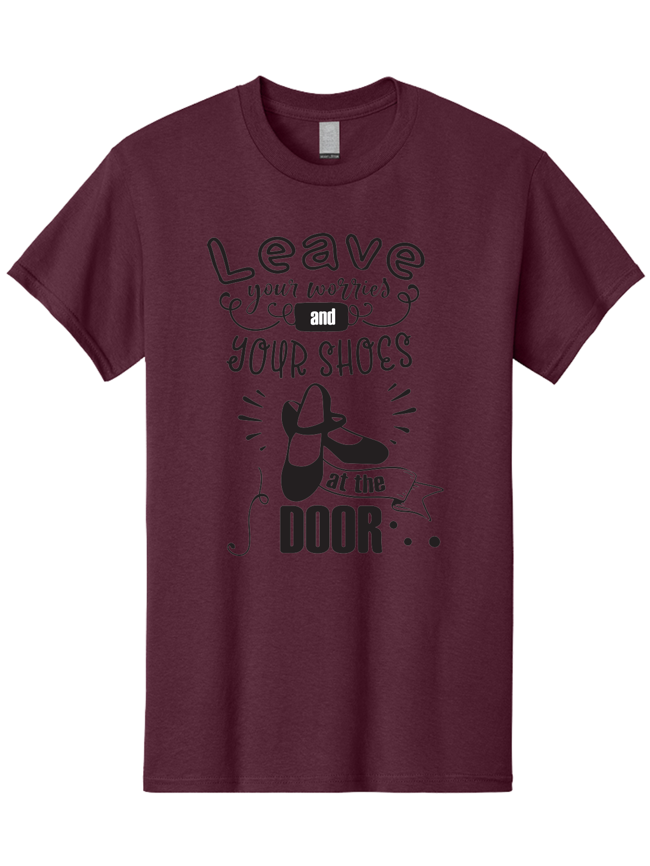 Leave-Your-Worries-And-Your-Shoes-At-The-Door Men'S Graphic Tee, 100% Cotton, Comfortable Casual Summer Wear, Machine Washable, Relaxation Techniques, Stress Relief, Mindfulness, Calm Atmosphere, Inspirational Quotes, Dance Shoes, Welcome Sign Aac931 23