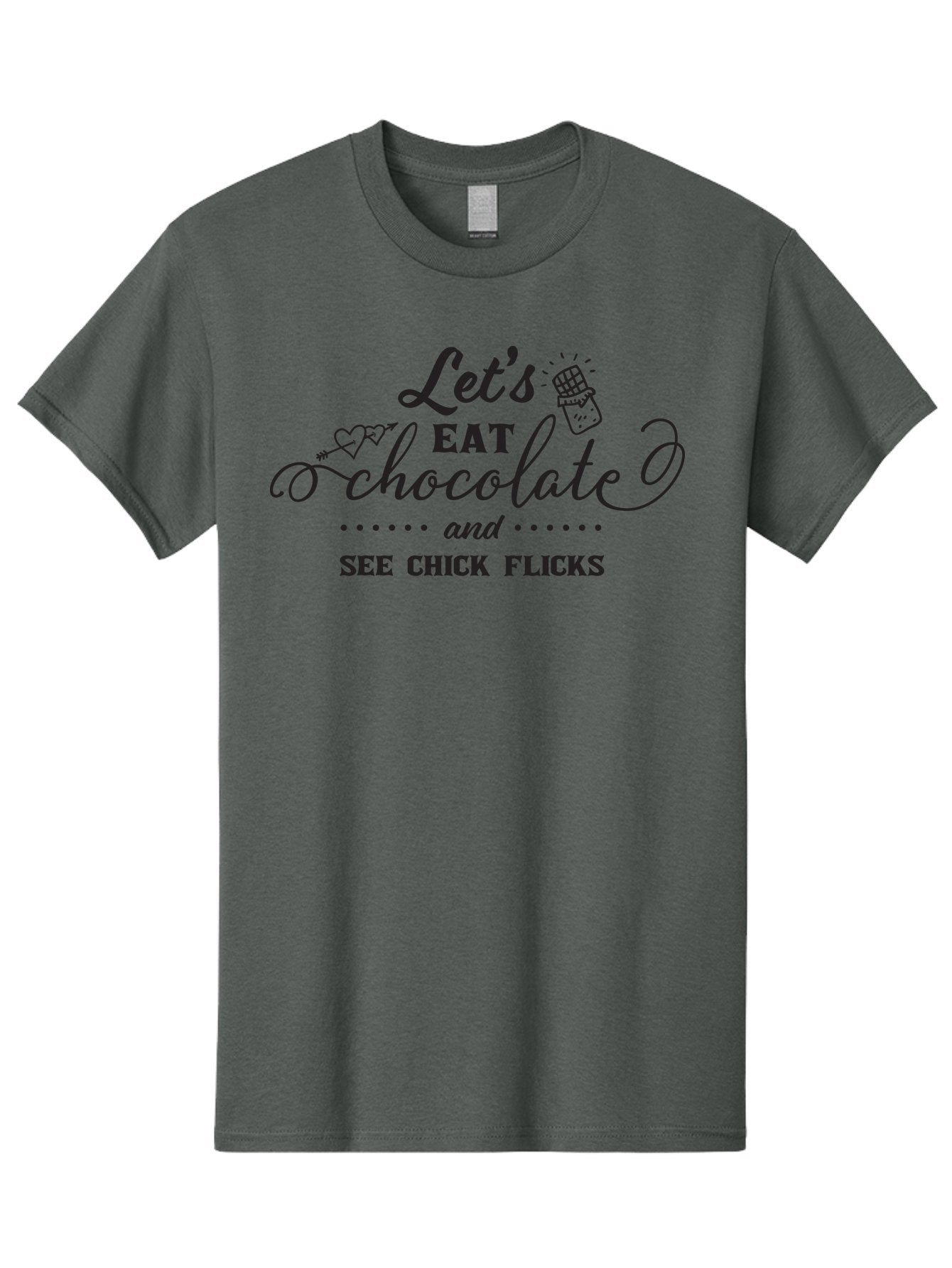 Let-S-Eat-Chocolate-And-See-Chick-Flicks Men'S Graphic Tee, 100% Cotton, Comfortable Casual Summer Wear, Machine Washable, Chocolate Lovers, Chick Flicks, Movie Night, Sweet Treats, Film Enthusiasts, Chocolate Indulgence, Relaxation Time, Aac934 11
