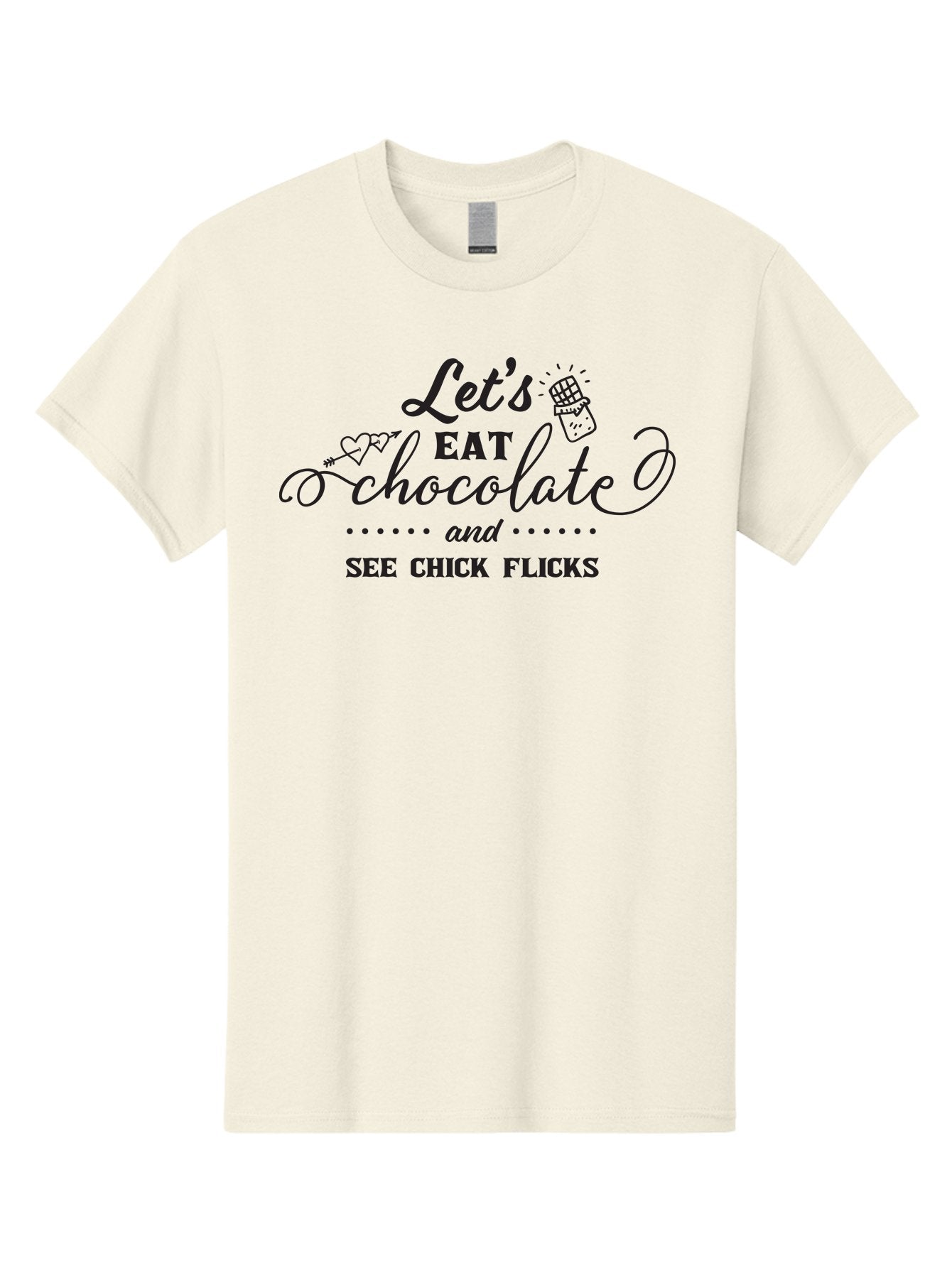 Let-S-Eat-Chocolate-And-See-Chick-Flicks Men'S Graphic Tee, 100% Cotton, Comfortable Casual Summer Wear, Machine Washable, Chocolate Lovers, Chick Flicks, Movie Night, Sweet Treats, Film Enthusiasts, Chocolate Indulgence, Relaxation Time, Aac934 8