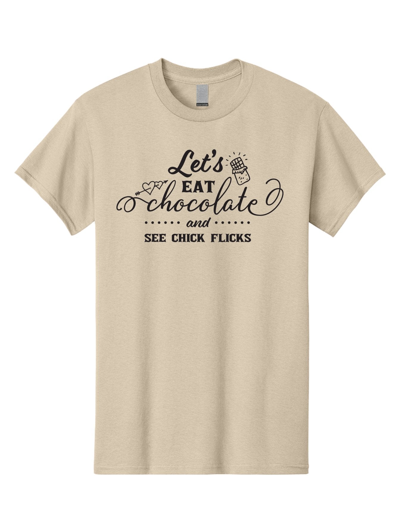 Let-S-Eat-Chocolate-And-See-Chick-Flicks Men'S Graphic Tee, 100% Cotton, Comfortable Casual Summer Wear, Machine Washable, Chocolate Lovers, Chick Flicks, Movie Night, Sweet Treats, Film Enthusiasts, Chocolate Indulgence, Relaxation Time, Aac934 4