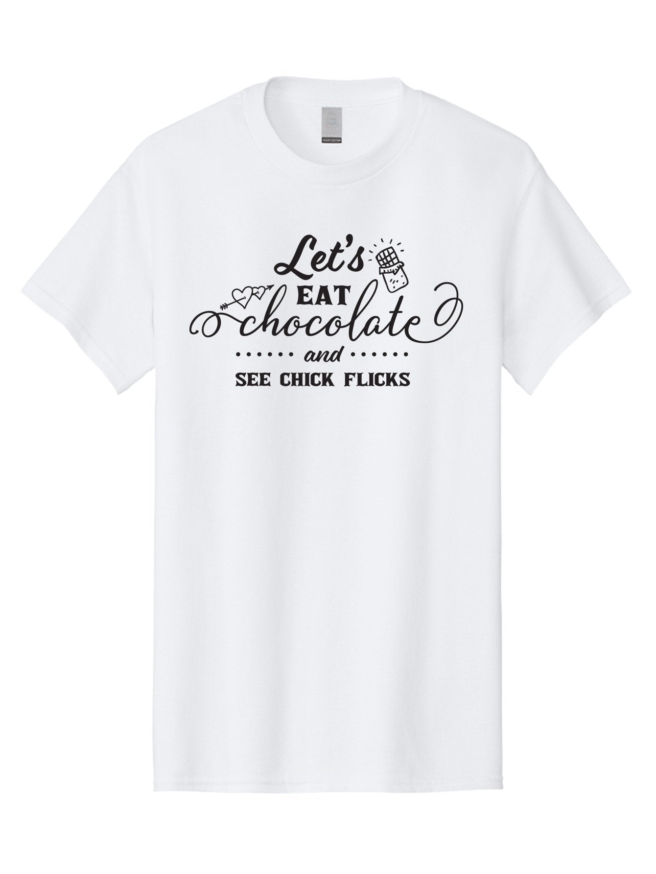 Let-S-Eat-Chocolate-And-See-Chick-Flicks Men'S Graphic Tee, 100% Cotton, Comfortable Casual Summer Wear, Machine Washable, Chocolate Lovers, Chick Flicks, Movie Night, Sweet Treats, Film Enthusiasts, Chocolate Indulgence, Relaxation Time, Aac934 6