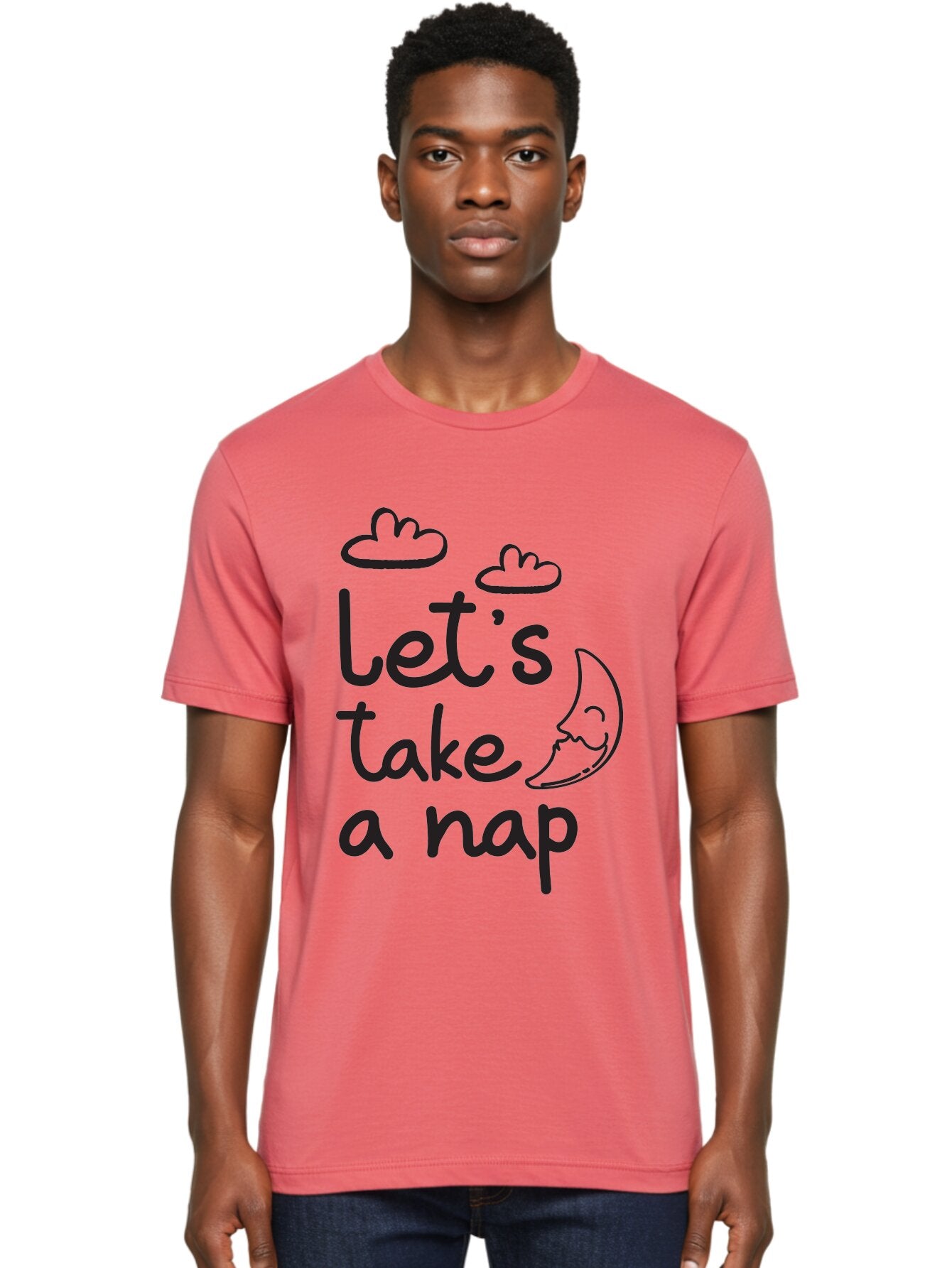 Let-S-Take-Nap Men'S Graphic Tee, 100% Cotton, Comfortable Casual Summer Wear, Machine Washable, Let'S Take Nap, Sleepy Time, Moon And Clouds, Sleep Invitation, Relaxing Quote, Funny Text, Cute Design Aac936 17
