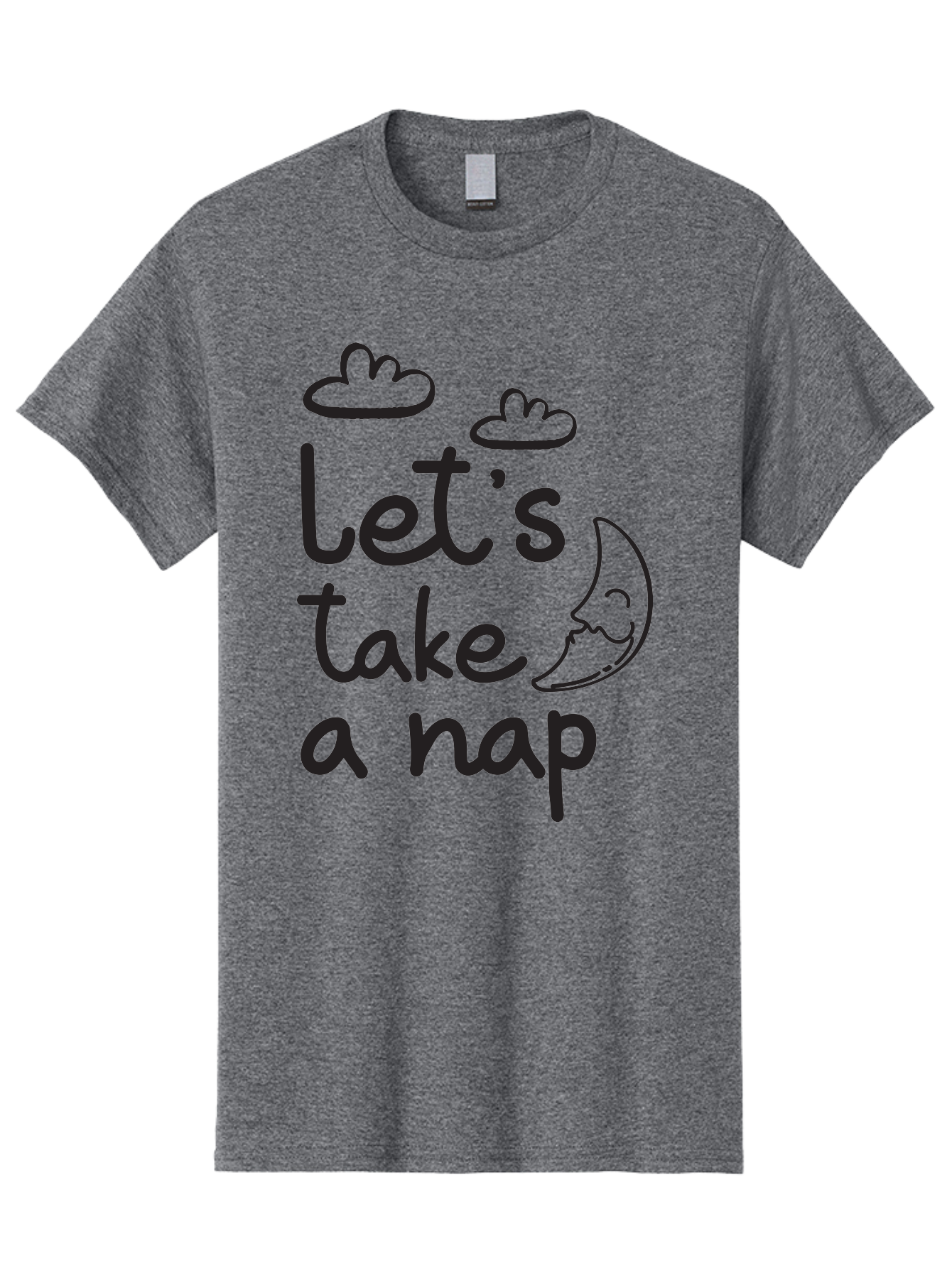 Let-S-Take-Nap Men'S Graphic Tee, 100% Cotton, Comfortable Casual Summer Wear, Machine Washable, Let'S Take Nap, Sleepy Time, Moon And Clouds, Sleep Invitation, Relaxing Quote, Funny Text, Cute Design Aac936