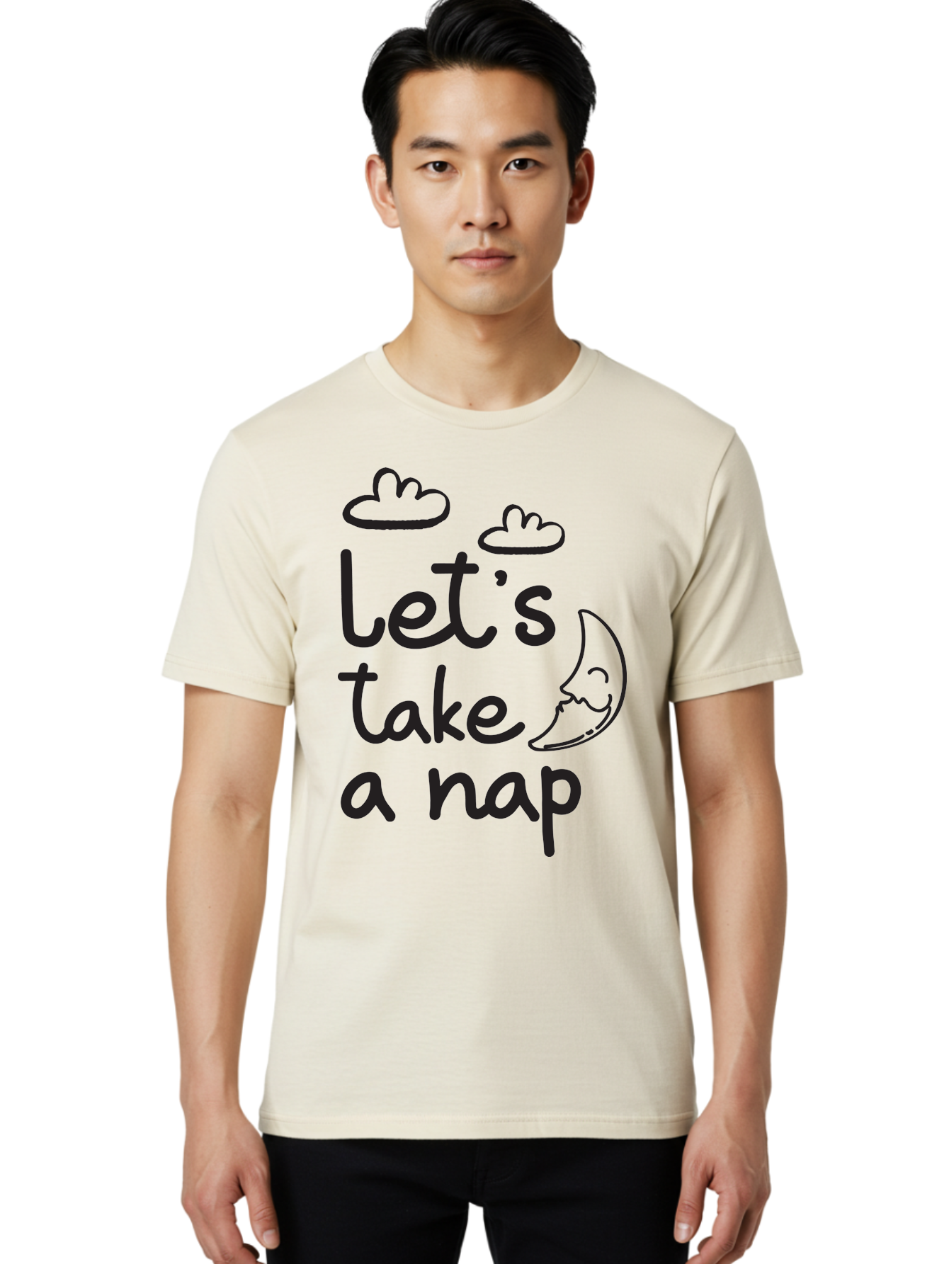 Let-S-Take-Nap Men'S Graphic Tee, 100% Cotton, Comfortable Casual Summer Wear, Machine Washable, Let'S Take Nap, Sleepy Time, Moon And Clouds, Sleep Invitation, Relaxing Quote, Funny Text, Cute Design Aac936 20