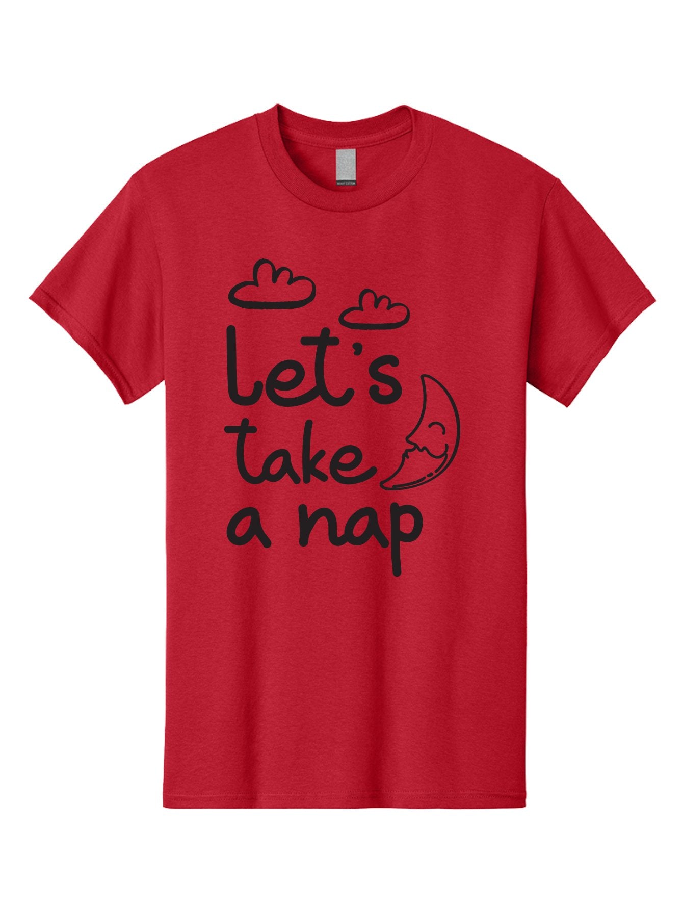 Let-S-Take-Nap Men'S Graphic Tee, 100% Cotton, Comfortable Casual Summer Wear, Machine Washable, Let'S Take Nap, Sleepy Time, Moon And Clouds, Sleep Invitation, Relaxing Quote, Funny Text, Cute Design Aac936