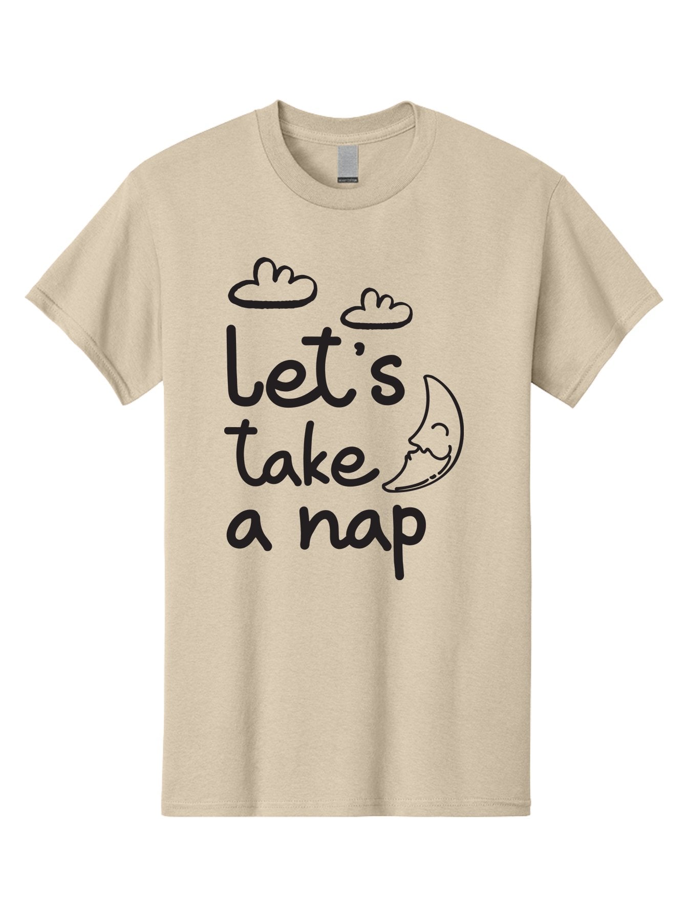 Let-S-Take-Nap Men'S Graphic Tee, 100% Cotton, Comfortable Casual Summer Wear, Machine Washable, Let'S Take Nap, Sleepy Time, Moon And Clouds, Sleep Invitation, Relaxing Quote, Funny Text, Cute Design Aac936 3