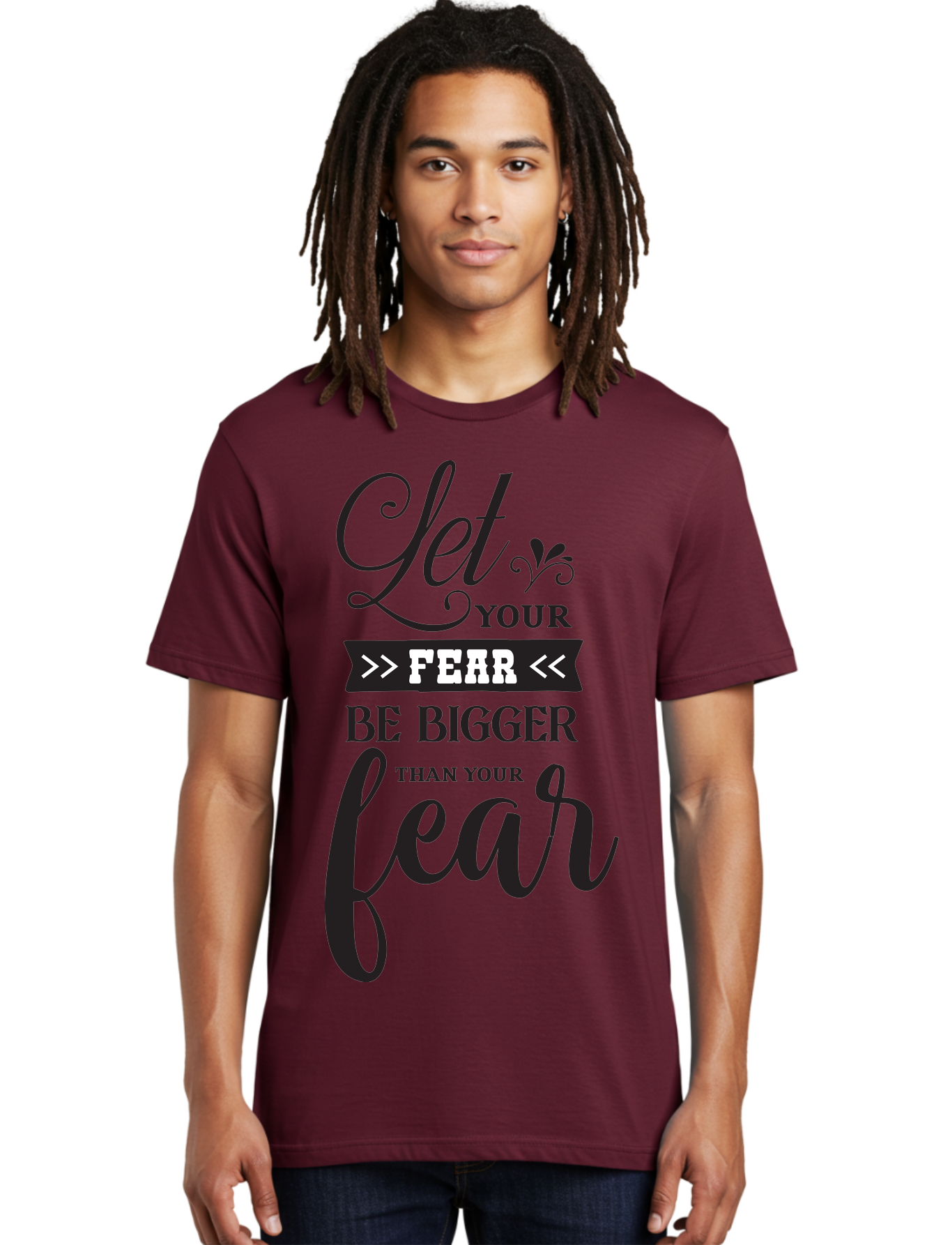Let-Your-Fear-Be-Bigger-Than-Your-Fear Men'S Graphic Tee, 100% Cotton, Comfortable Casual Summer Wear, Machine Washable, Motivational Quote, Inspiring Words, Let Your Fear Be Bigger Than Your Fear, Overcoming Fear, Motivational Poster, Aac937 28