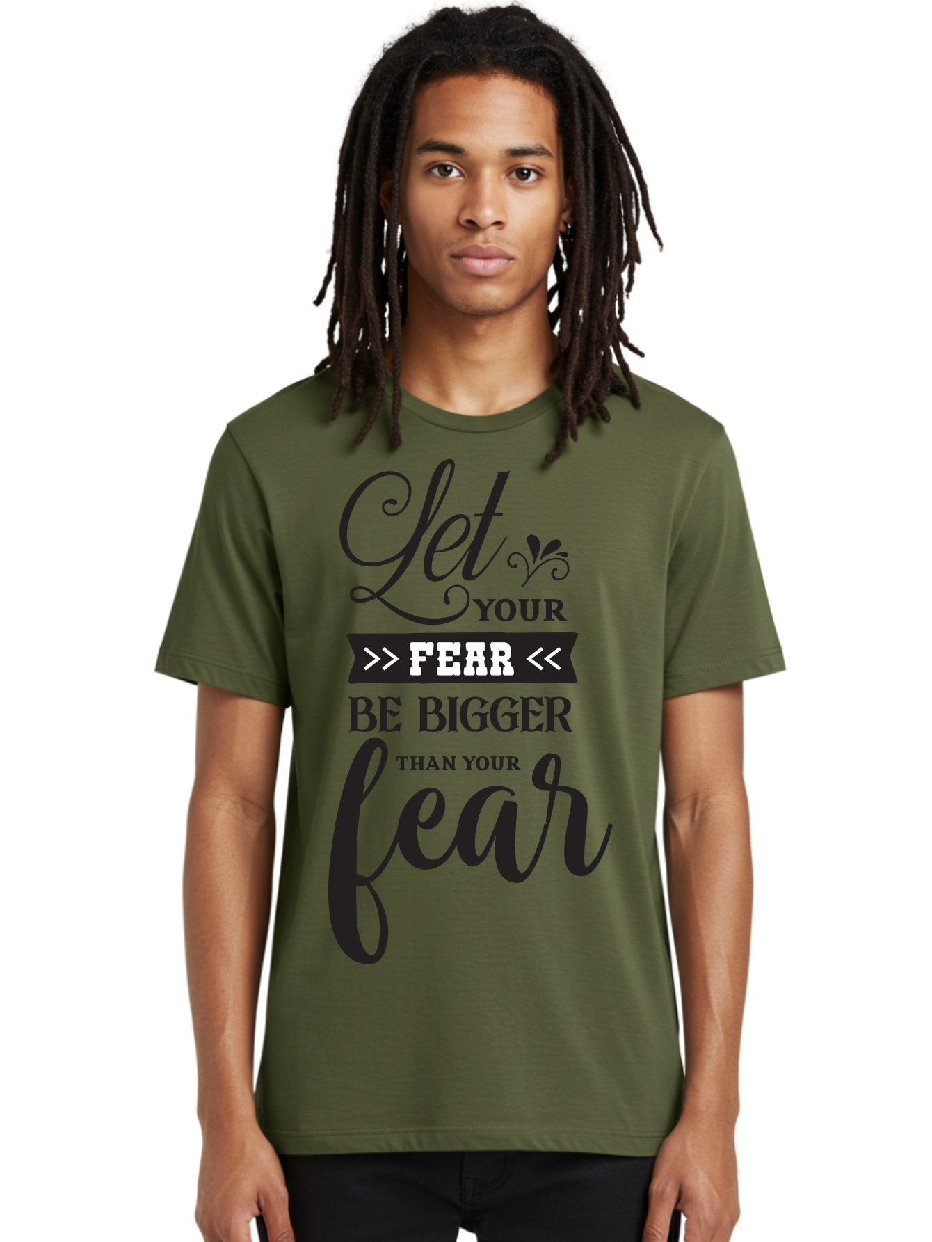 Let-Your-Fear-Be-Bigger-Than-Your-Fear Men'S Graphic Tee, 100% Cotton, Comfortable Casual Summer Wear, Machine Washable, Motivational Quote, Inspiring Words, Let Your Fear Be Bigger Than Your Fear, Overcoming Fear, Motivational Poster, Aac937 27