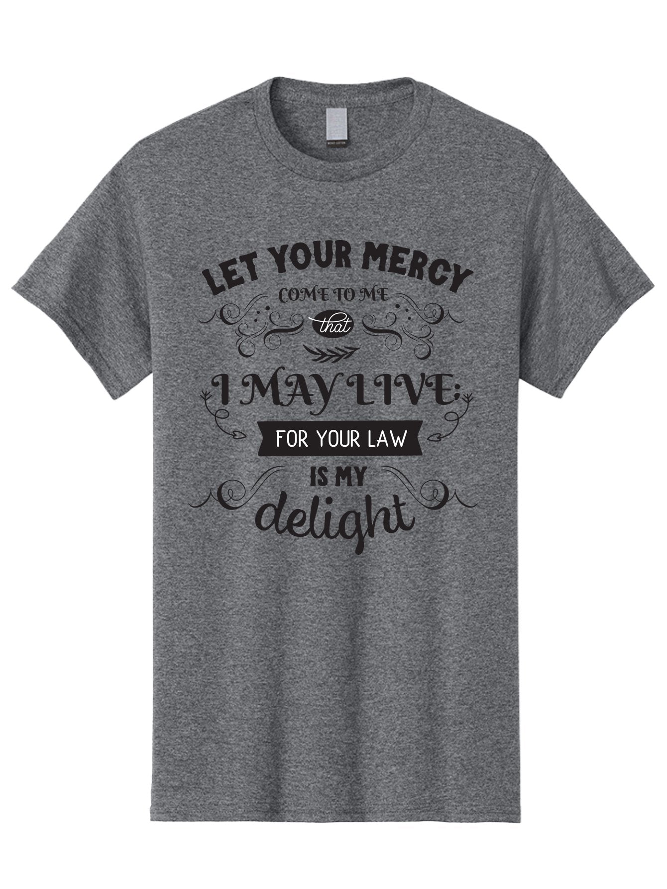 Let-Your-Mercy Men'S Graphic Tee, 100% Cotton, Comfortable Casual Summer Wear, Machine Washable, Inspirational Quote, Motivational Text, Psalm 119, Bible Verse, Spiritual Message, Faith-Based Art, Scripture Art, Decorative Typography, Aac938 3