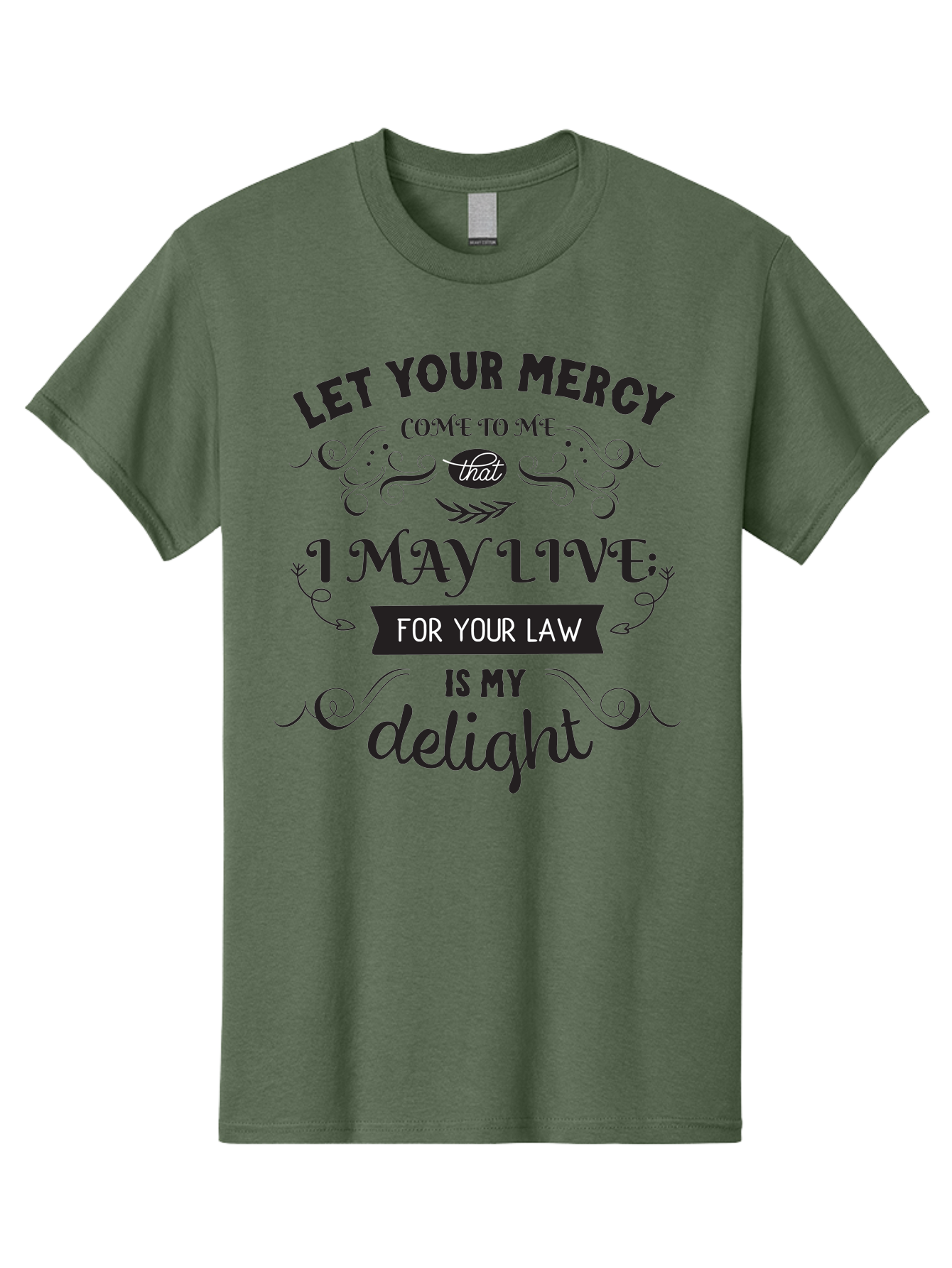 Let-Your-Mercy Men'S Graphic Tee, 100% Cotton, Comfortable Casual Summer Wear, Machine Washable, Inspirational Quote, Motivational Text, Psalm 119, Bible Verse, Spiritual Message, Faith-Based Art, Scripture Art, Decorative Typography, Aac938 23