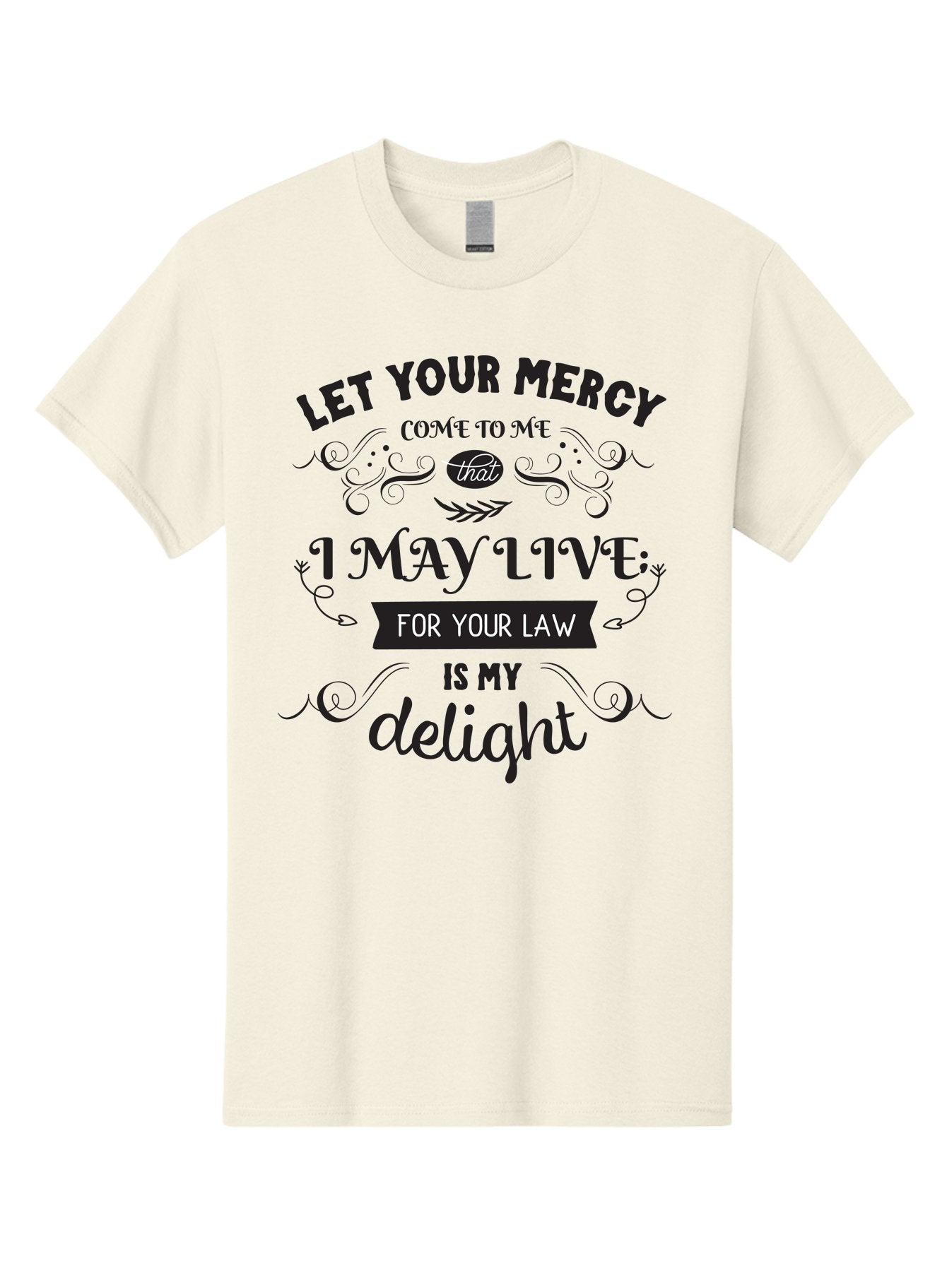 Let-Your-Mercy Men'S Graphic Tee, 100% Cotton, Comfortable Casual Summer Wear, Machine Washable, Inspirational Quote, Motivational Text, Psalm 119, Bible Verse, Spiritual Message, Faith-Based Art, Scripture Art, Decorative Typography, Aac938 13