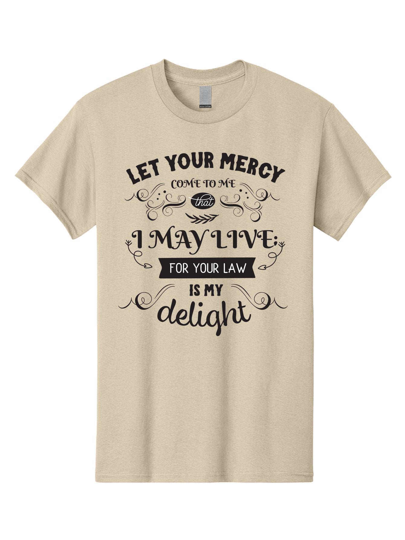 Let-Your-Mercy Men'S Graphic Tee, 100% Cotton, Comfortable Casual Summer Wear, Machine Washable, Inspirational Quote, Motivational Text, Psalm 119, Bible Verse, Spiritual Message, Faith-Based Art, Scripture Art, Decorative Typography, Aac938 7