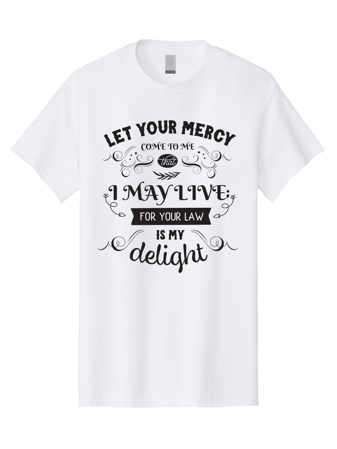 Let-Your-Mercy Men'S Graphic Tee, 100% Cotton, Comfortable Casual Summer Wear, Machine Washable, Inspirational Quote, Motivational Text, Psalm 119, Bible Verse, Spiritual Message, Faith-Based Art, Scripture Art, Decorative Typography, Aac938 11