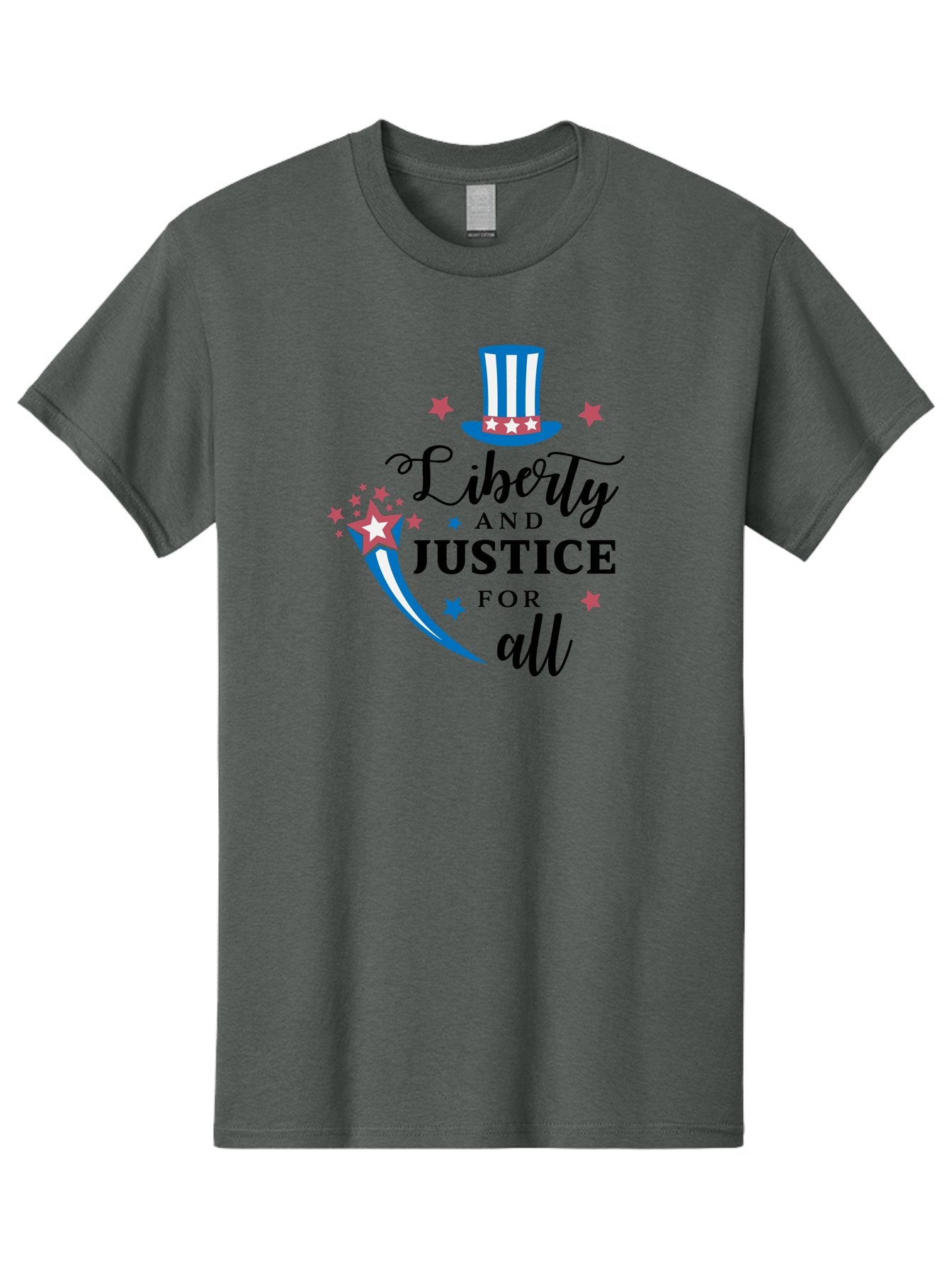Liberty-And-Justice-For-All Men'S Graphic Tee, 100% Cotton, Comfortable Casual Summer Wear, Machine Washable, Liberty, Justice For All, Patriotic Theme, American Values, Freedom, Equality, Stars And Stripes, 4Th Of July, Independence Day, Aac939 5