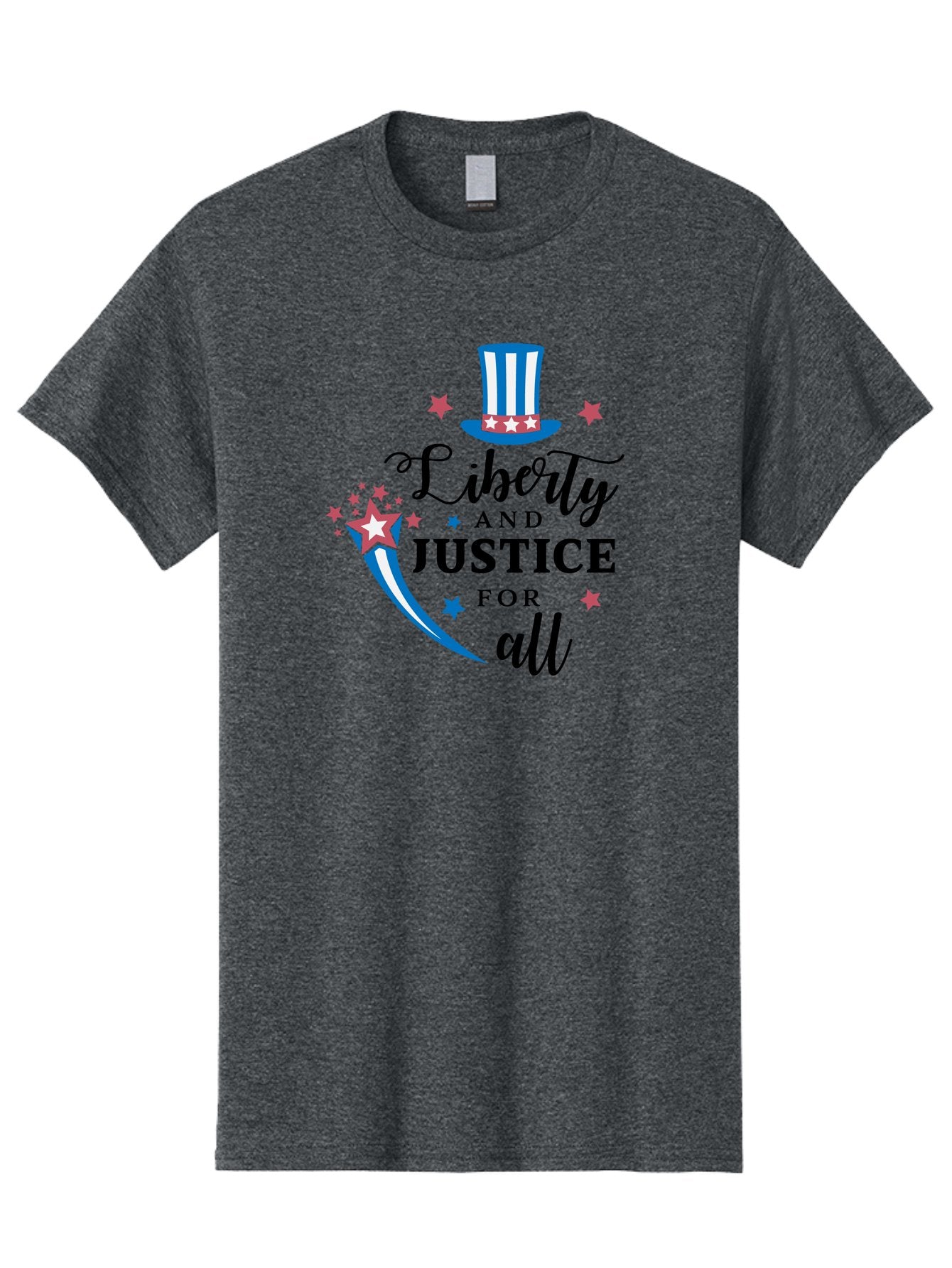 Liberty-And-Justice-For-All Men'S Graphic Tee, 100% Cotton, Comfortable Casual Summer Wear, Machine Washable, Liberty, Justice For All, Patriotic Theme, American Values, Freedom, Equality, Stars And Stripes, 4Th Of July, Independence Day, Aac939 4