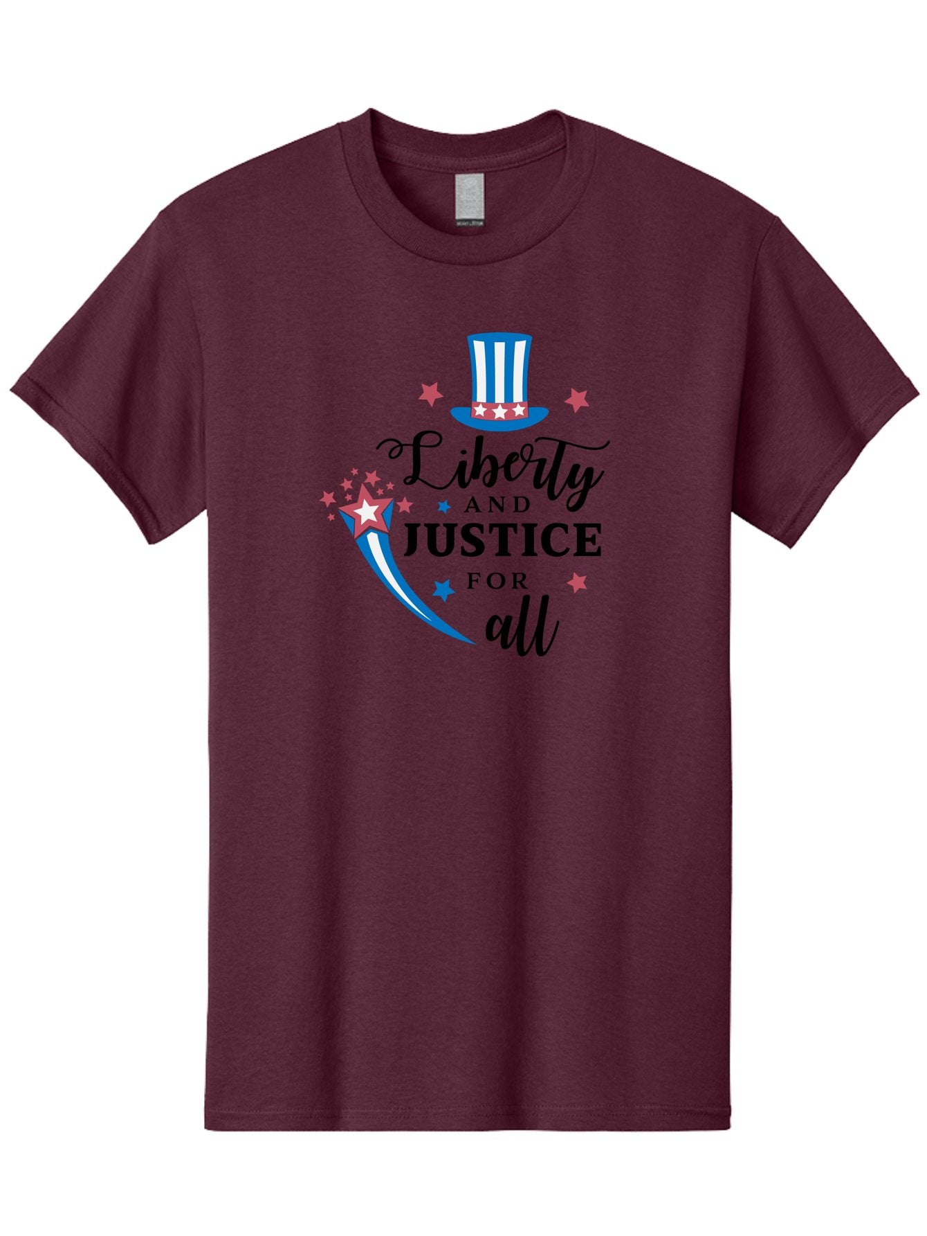 Liberty-And-Justice-For-All Men'S Graphic Tee, 100% Cotton, Comfortable Casual Summer Wear, Machine Washable, Liberty, Justice For All, Patriotic Theme, American Values, Freedom, Equality, Stars And Stripes, 4Th Of July, Independence Day, Aac939 12