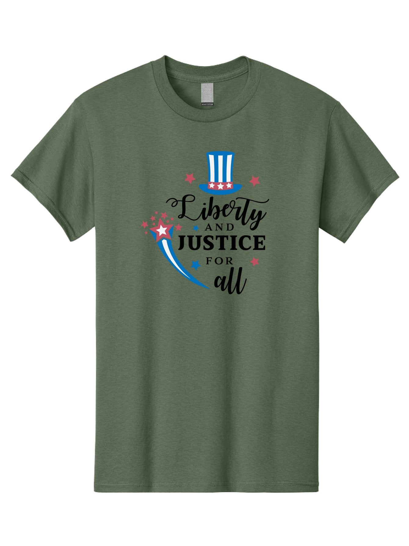 Liberty-And-Justice-For-All Men'S Graphic Tee, 100% Cotton, Comfortable Casual Summer Wear, Machine Washable, Liberty, Justice For All, Patriotic Theme, American Values, Freedom, Equality, Stars And Stripes, 4Th Of July, Independence Day, Aac939 15