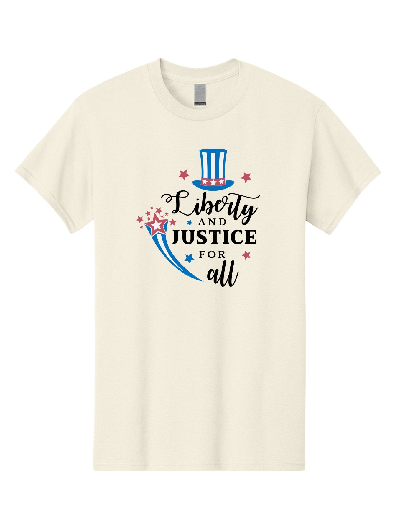 Liberty-And-Justice-For-All Men'S Graphic Tee, 100% Cotton, Comfortable Casual Summer Wear, Machine Washable, Liberty, Justice For All, Patriotic Theme, American Values, Freedom, Equality, Stars And Stripes, 4Th Of July, Independence Day, Aac939 3