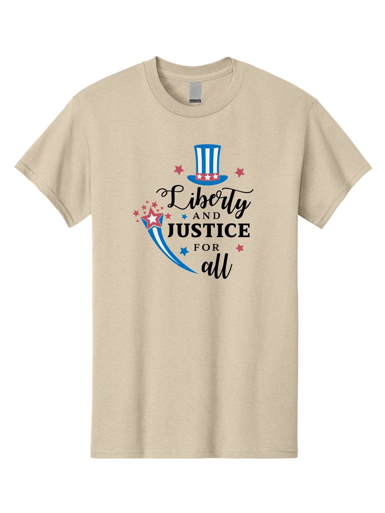 Liberty-And-Justice-For-All Men'S Graphic Tee, 100% Cotton, Comfortable Casual Summer Wear, Machine Washable, Liberty, Justice For All, Patriotic Theme, American Values, Freedom, Equality, Stars And Stripes, 4Th Of July, Independence Day, Aac939