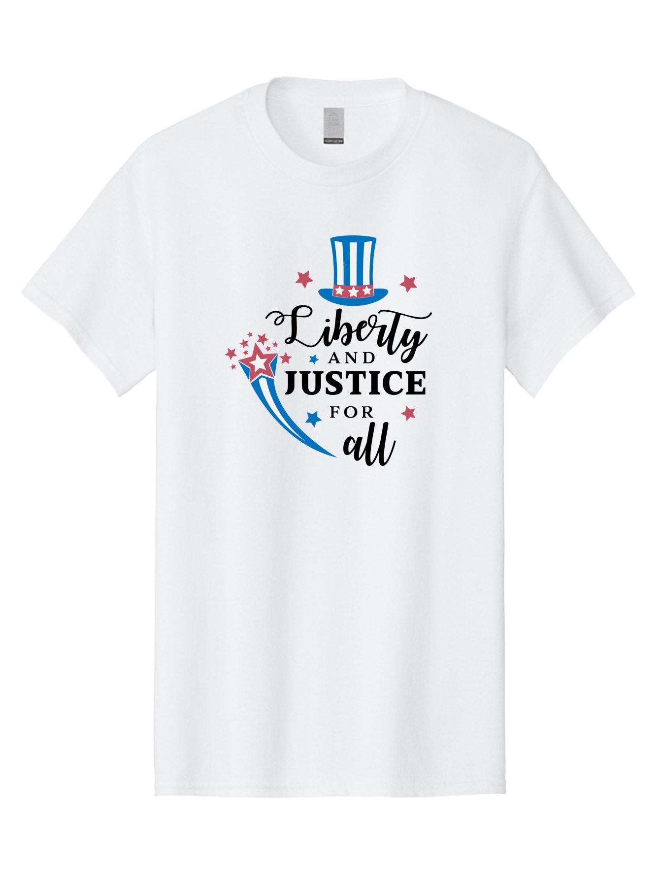 Liberty-And-Justice-For-All Men'S Graphic Tee, 100% Cotton, Comfortable Casual Summer Wear, Machine Washable, Liberty, Justice For All, Patriotic Theme, American Values, Freedom, Equality, Stars And Stripes, 4Th Of July, Independence Day, Aac939 6