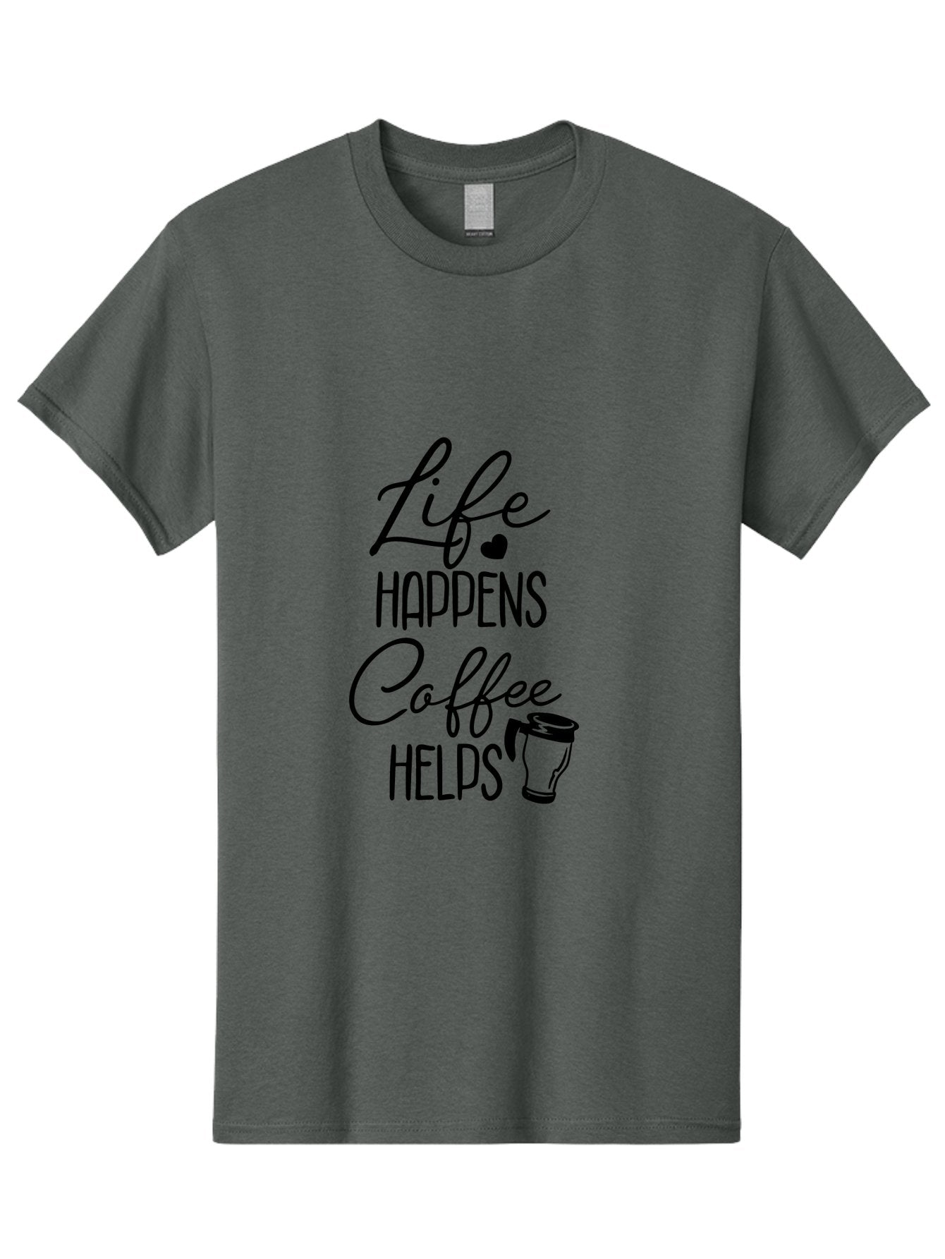 Life-Happens-Coffee-Helps-1 Men'S Graphic Tee, 100% Cotton, Comfortable Casual Summer Wear, Machine Washable, Coffee Lover Quote, Coffee Mug Graphic, Motivational Phrase, Black Typography, Coffee Culture, Daily Motivation, Coffee Inspiration, Aac941 12