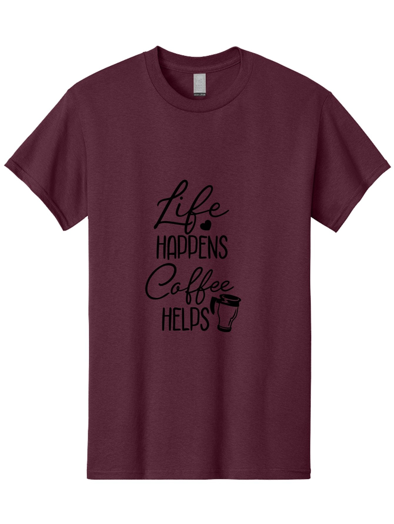 Life-Happens-Coffee-Helps-1 Men'S Graphic Tee, 100% Cotton, Comfortable Casual Summer Wear, Machine Washable, Coffee Lover Quote, Coffee Mug Graphic, Motivational Phrase, Black Typography, Coffee Culture, Daily Motivation, Coffee Inspiration, Aac941 8