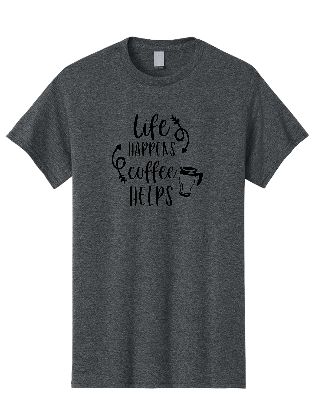 Life-Happens-Coffee-Helps Men'S Graphic Tee, 100% Cotton, Comfortable Casual Summer Wear, Machine Washable, Coffee Quote, Morning Motivation, Coffee Lover, Coffee Break, Daily Grind, Coffee Culture, Funny Quote Aac942 17
