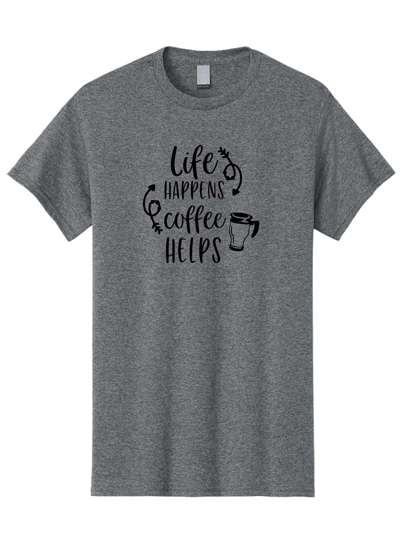 Life-Happens-Coffee-Helps Men'S Graphic Tee, 100% Cotton, Comfortable Casual Summer Wear, Machine Washable, Coffee Quote, Morning Motivation, Coffee Lover, Coffee Break, Daily Grind, Coffee Culture, Funny Quote Aac942 13