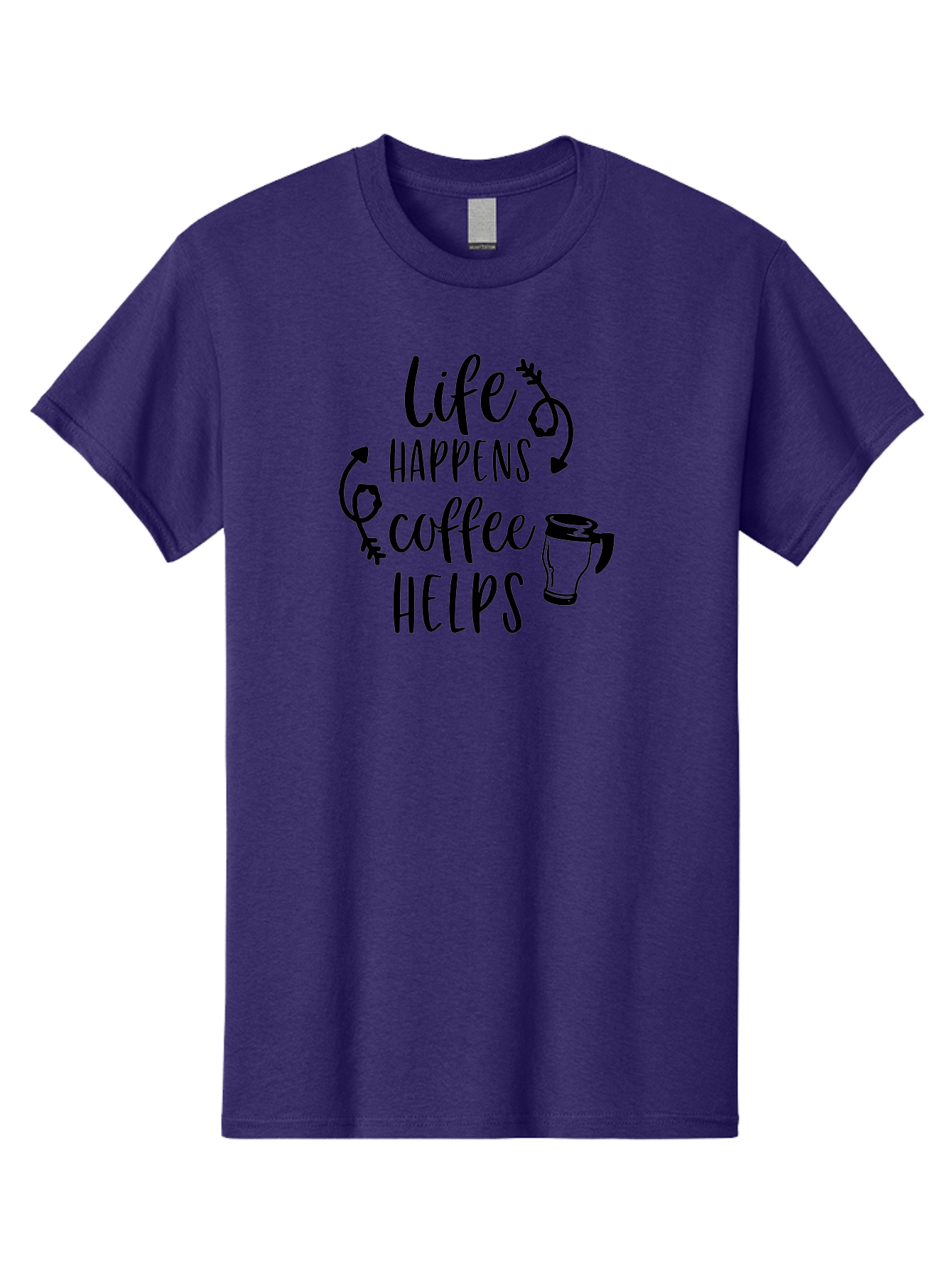 Life-Happens-Coffee-Helps Men'S Graphic Tee, 100% Cotton, Comfortable Casual Summer Wear, Machine Washable, Coffee Quote, Morning Motivation, Coffee Lover, Coffee Break, Daily Grind, Coffee Culture, Funny Quote Aac942 11